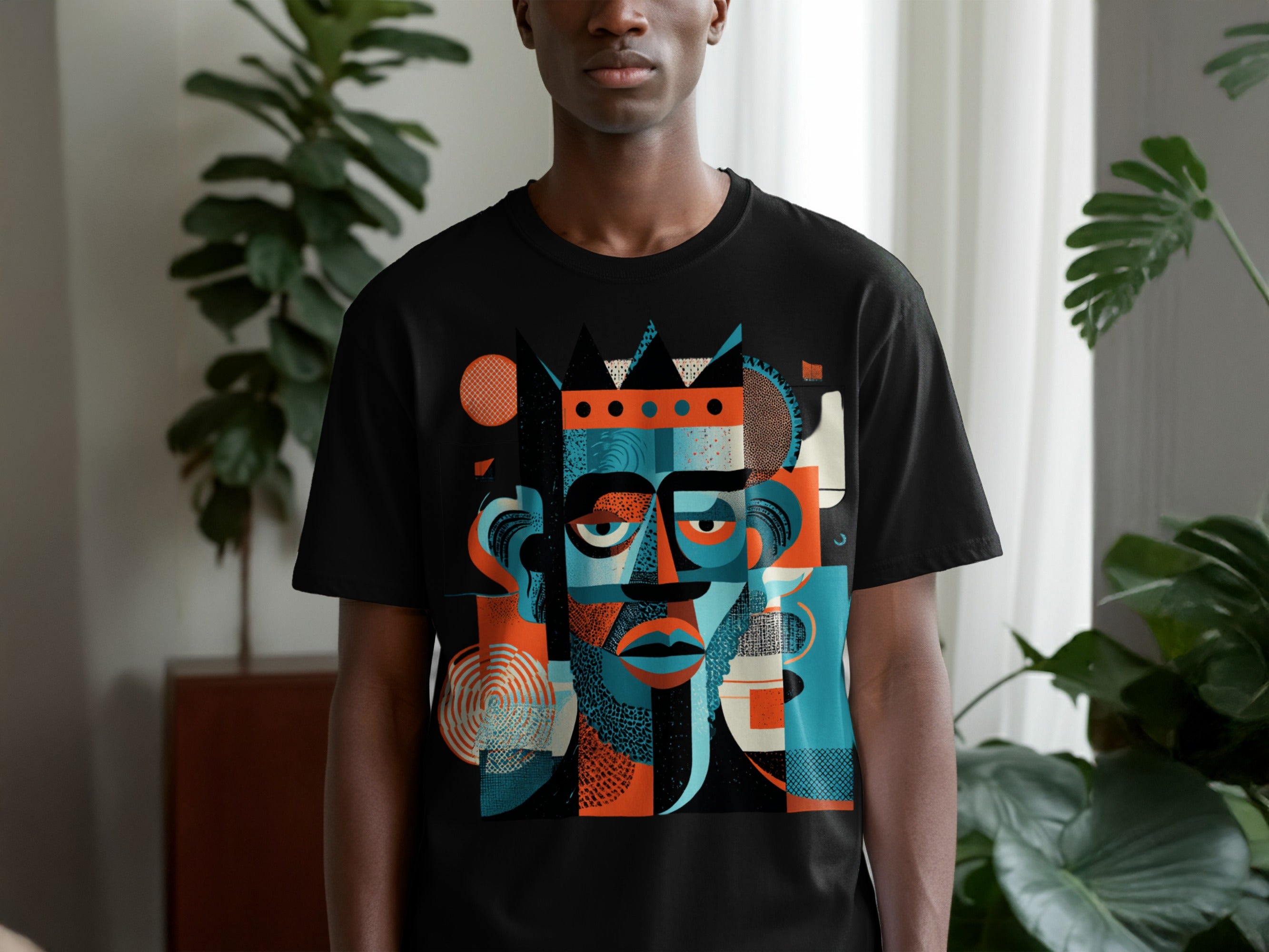 Abstract Geometric Face Art Graphic T-shirt