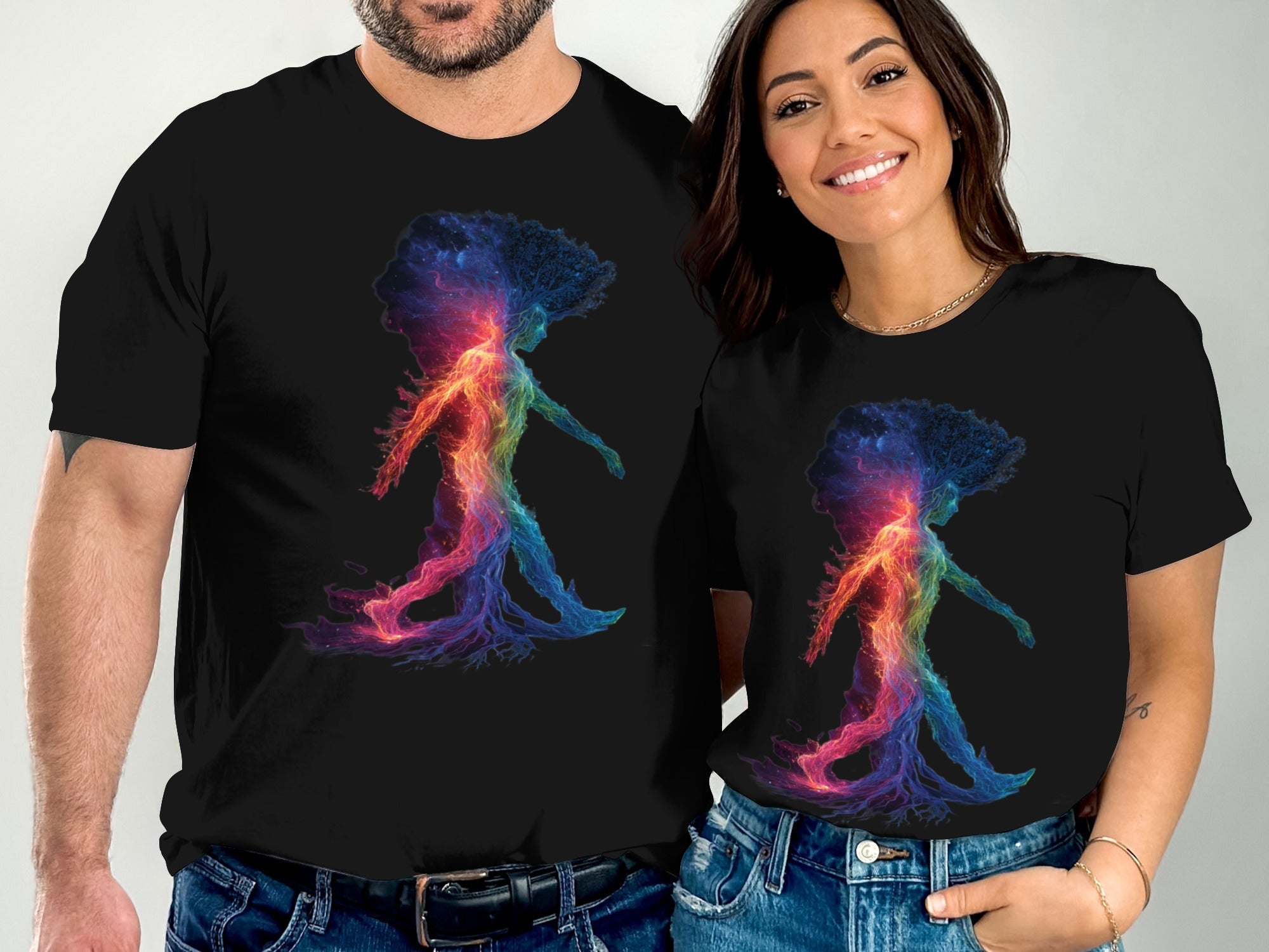 Walking Tree Figure in Neon Colors T-shirt