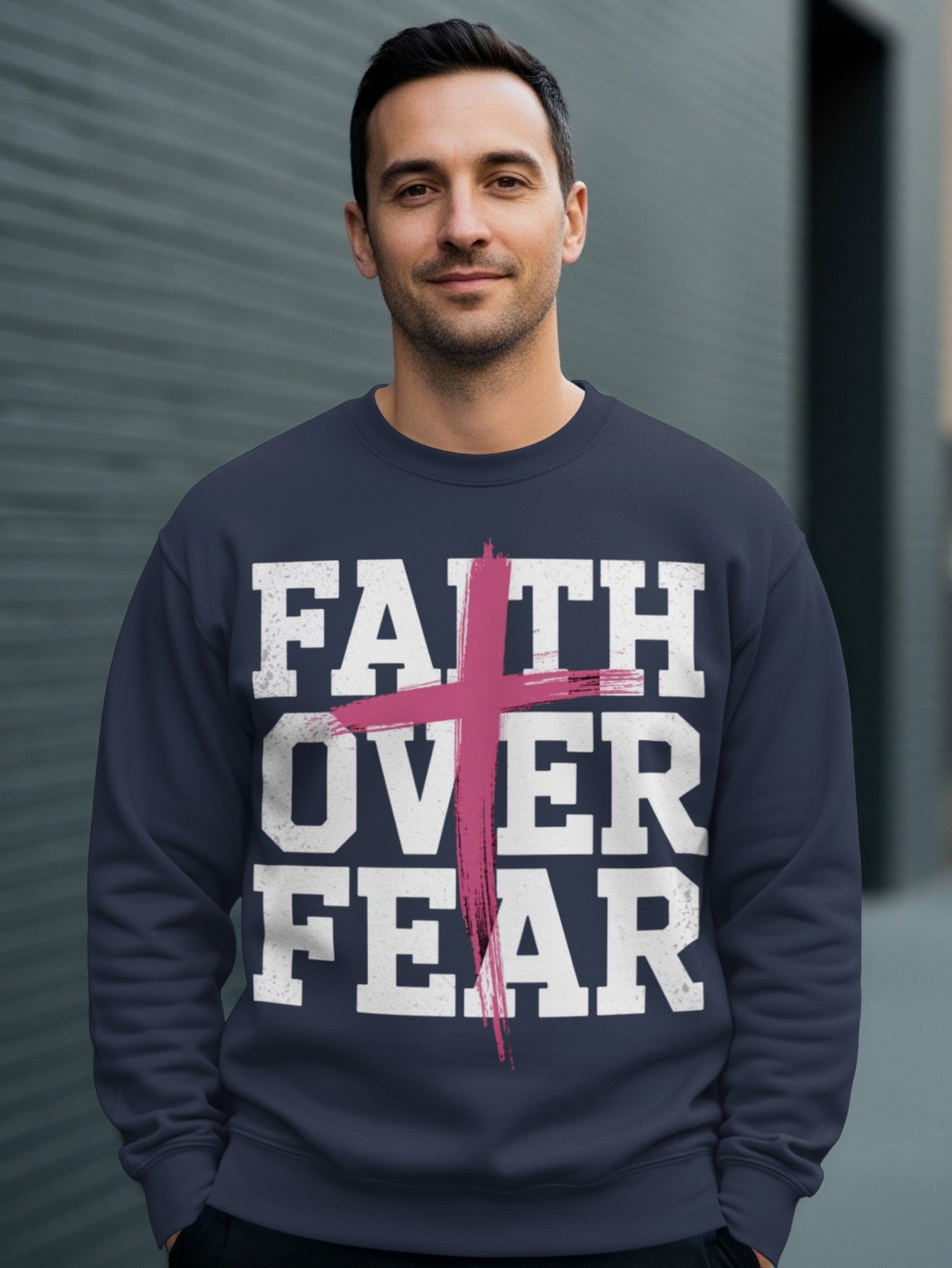 Faith Over Fear Text Graphic Sweatshirt