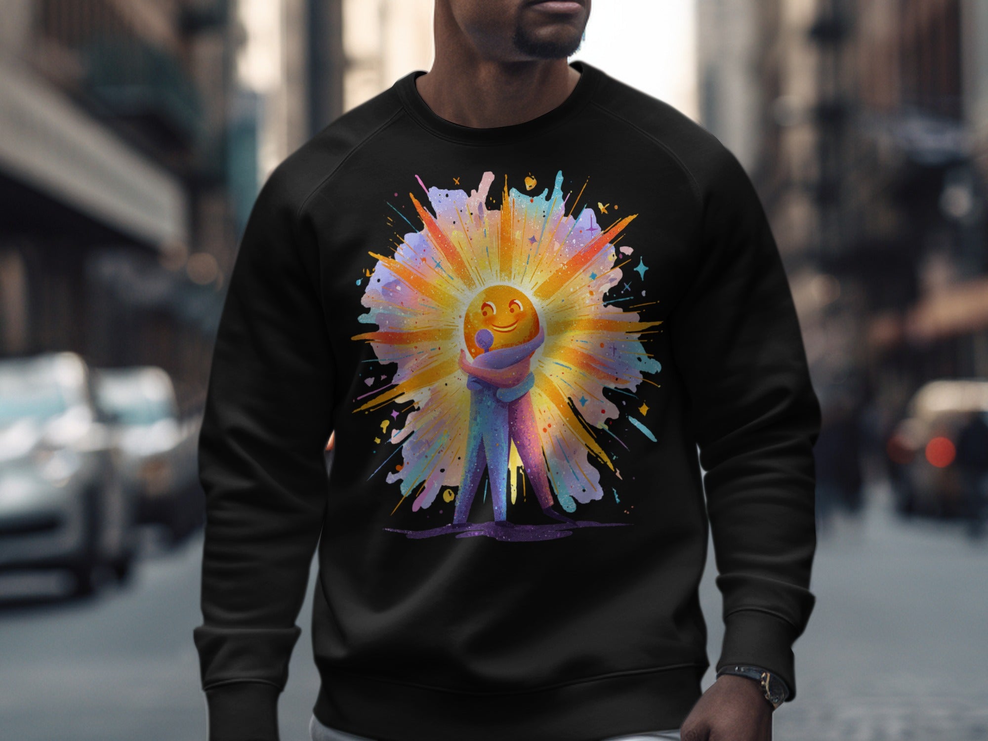 Vibrant Cosmic Hug Design Sweatshirt Product