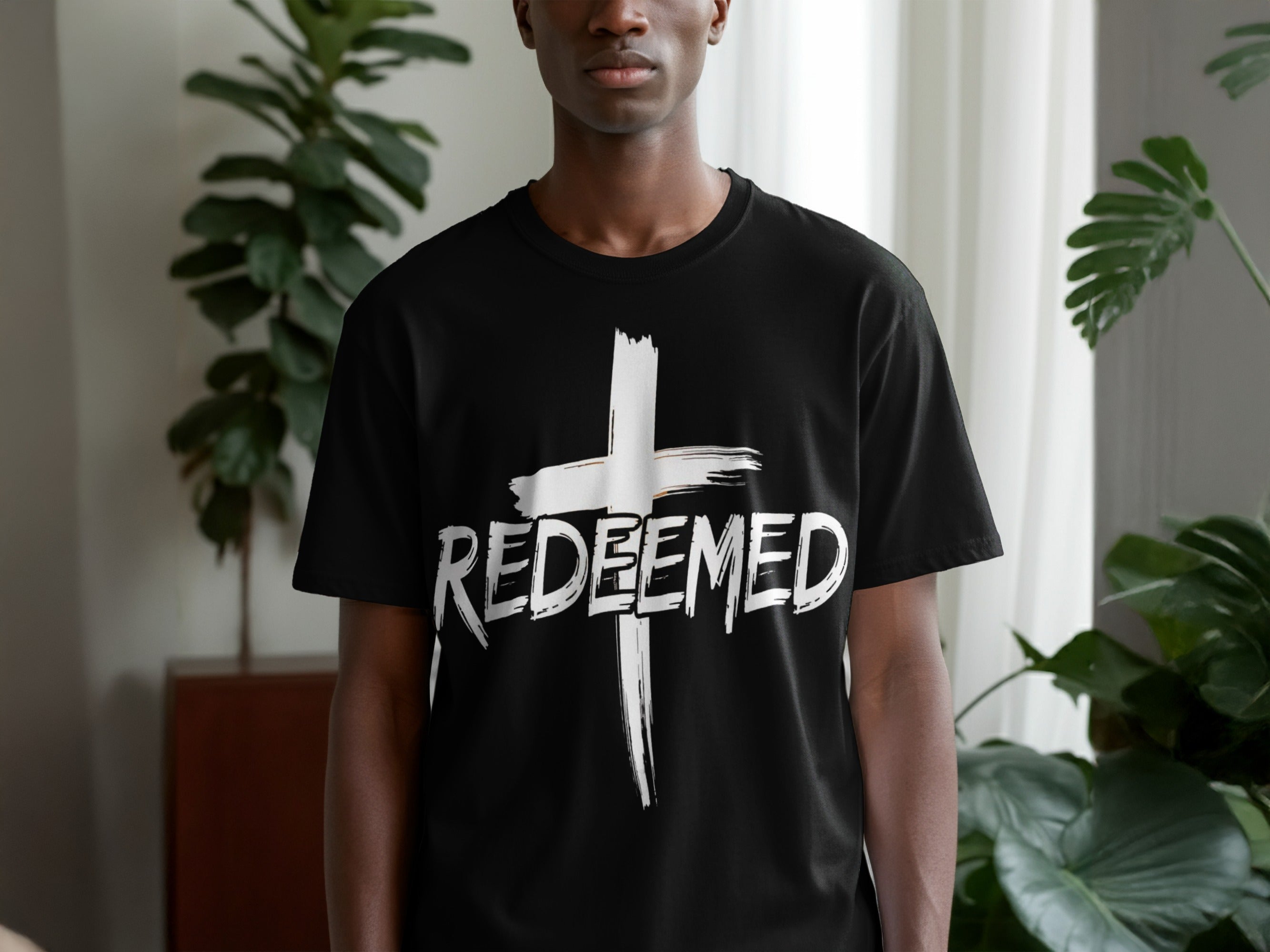 Redeemed With Cross Graphic Print T-shirt