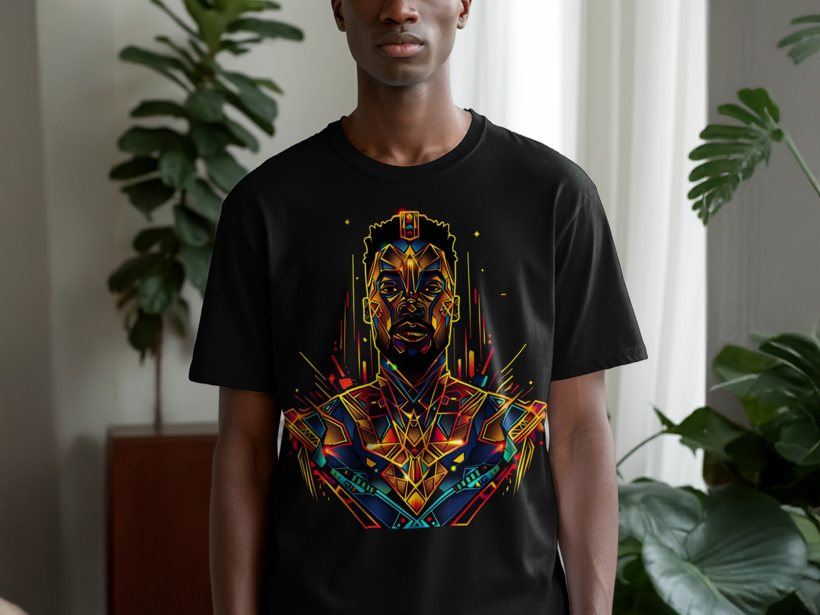Futuristic Geometric Art Black T-shirt Product