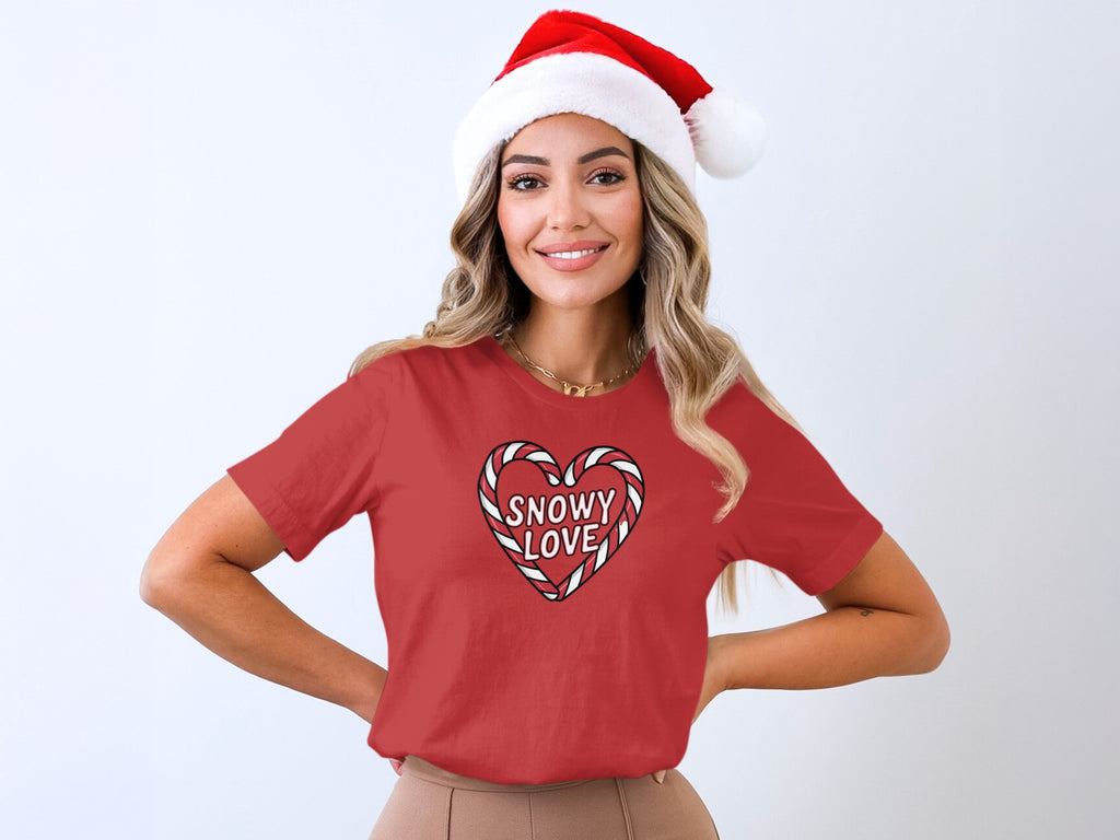 Snowy Love Graphic Red T-Shirt Holiday Season Shirt