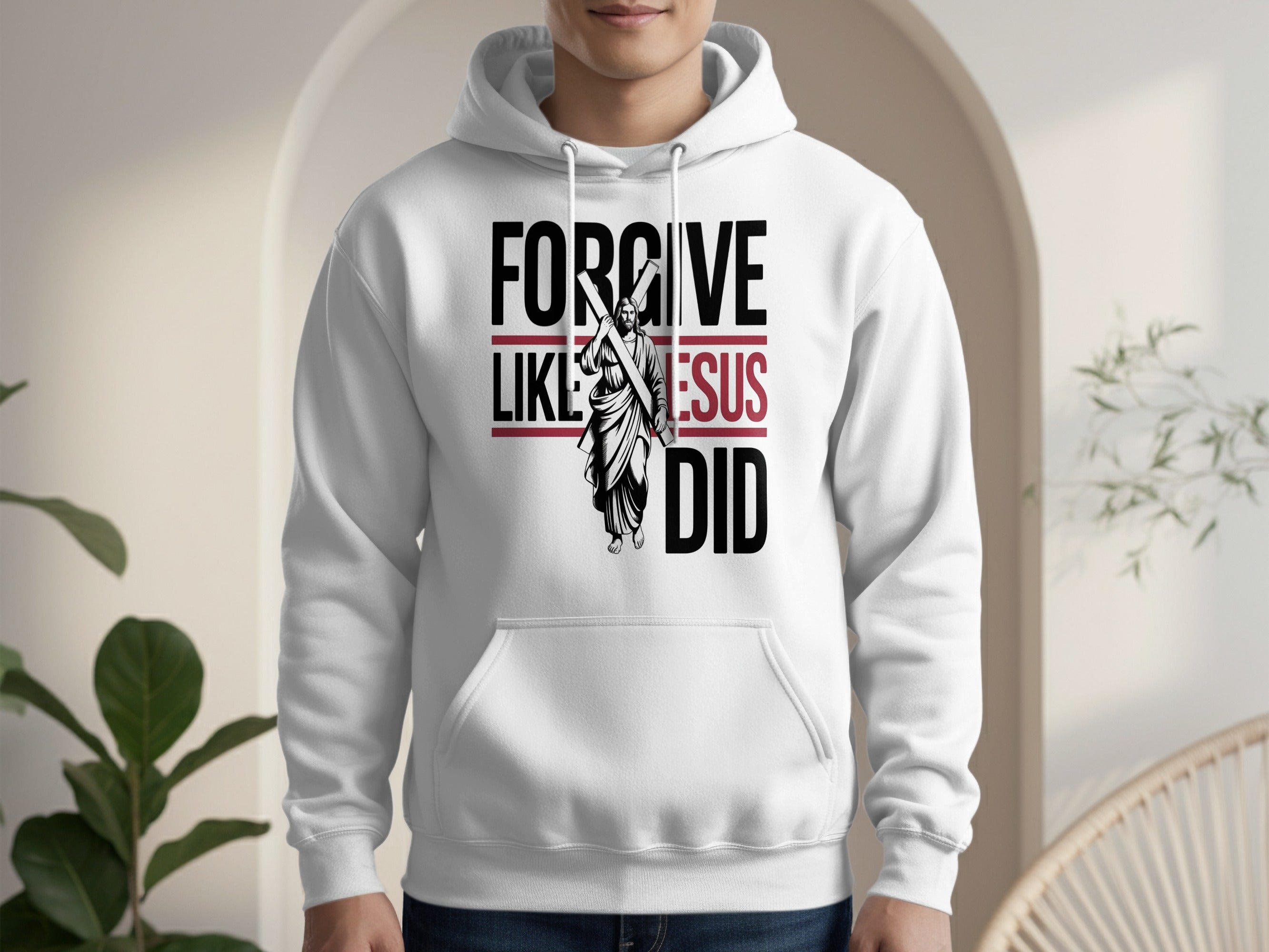 Forgive Like Jesus Did White Hooded Sweatshirt