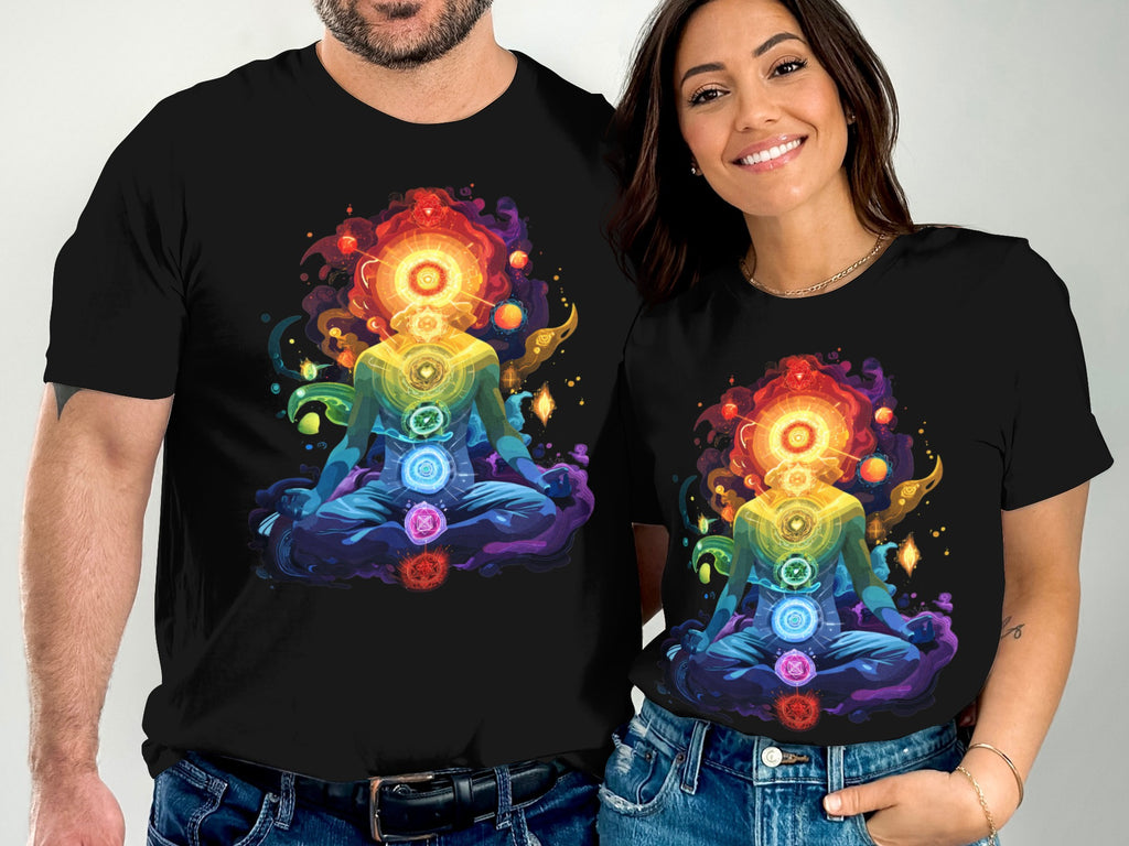Vivid Vibrant Meditating Figure Graphic Tee