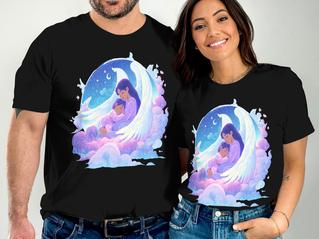 Angelic Embrace and Starry Sky Artwork T-shirt