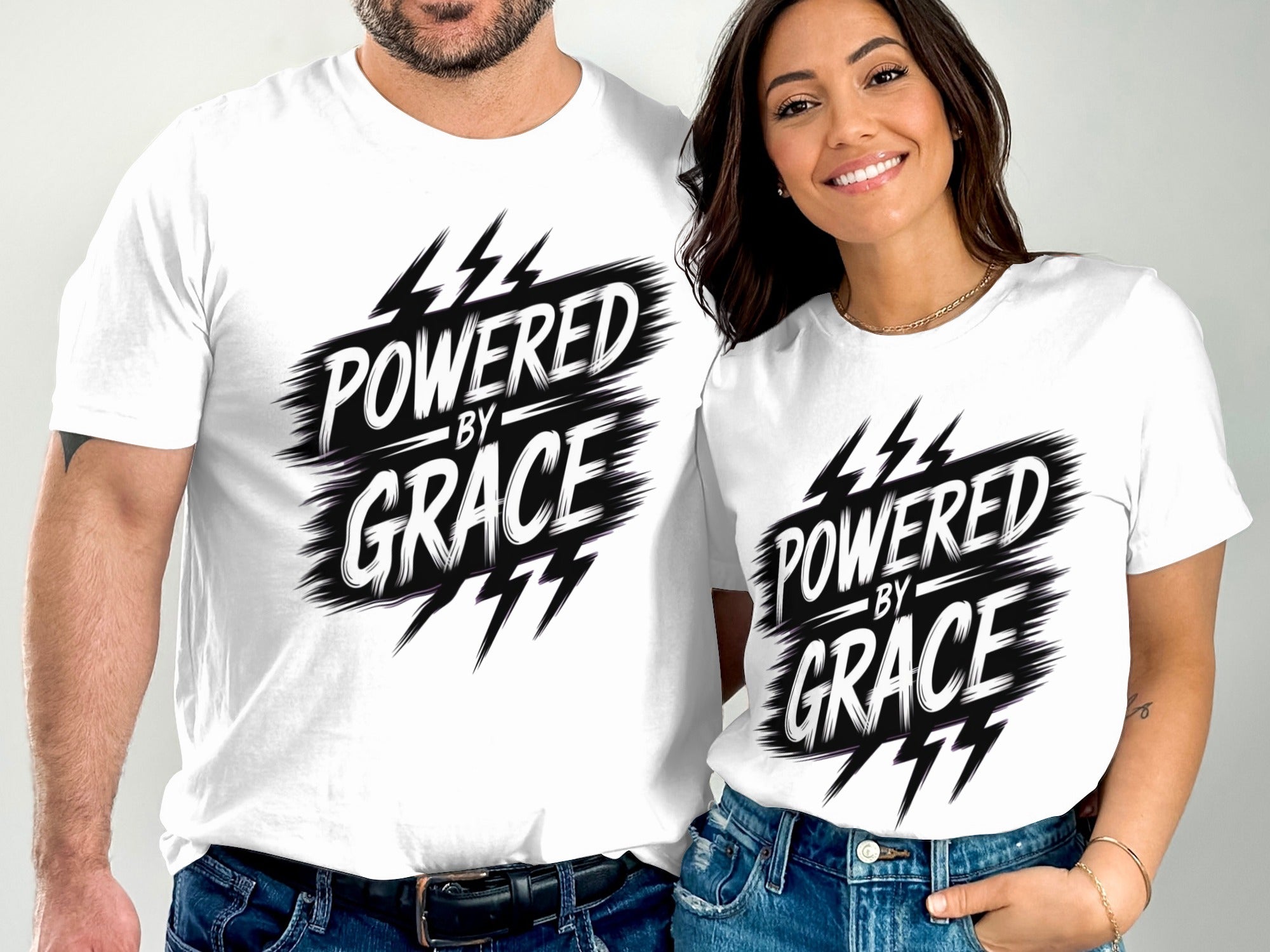 Powered by Grace Matching T-Shirts for Couples
