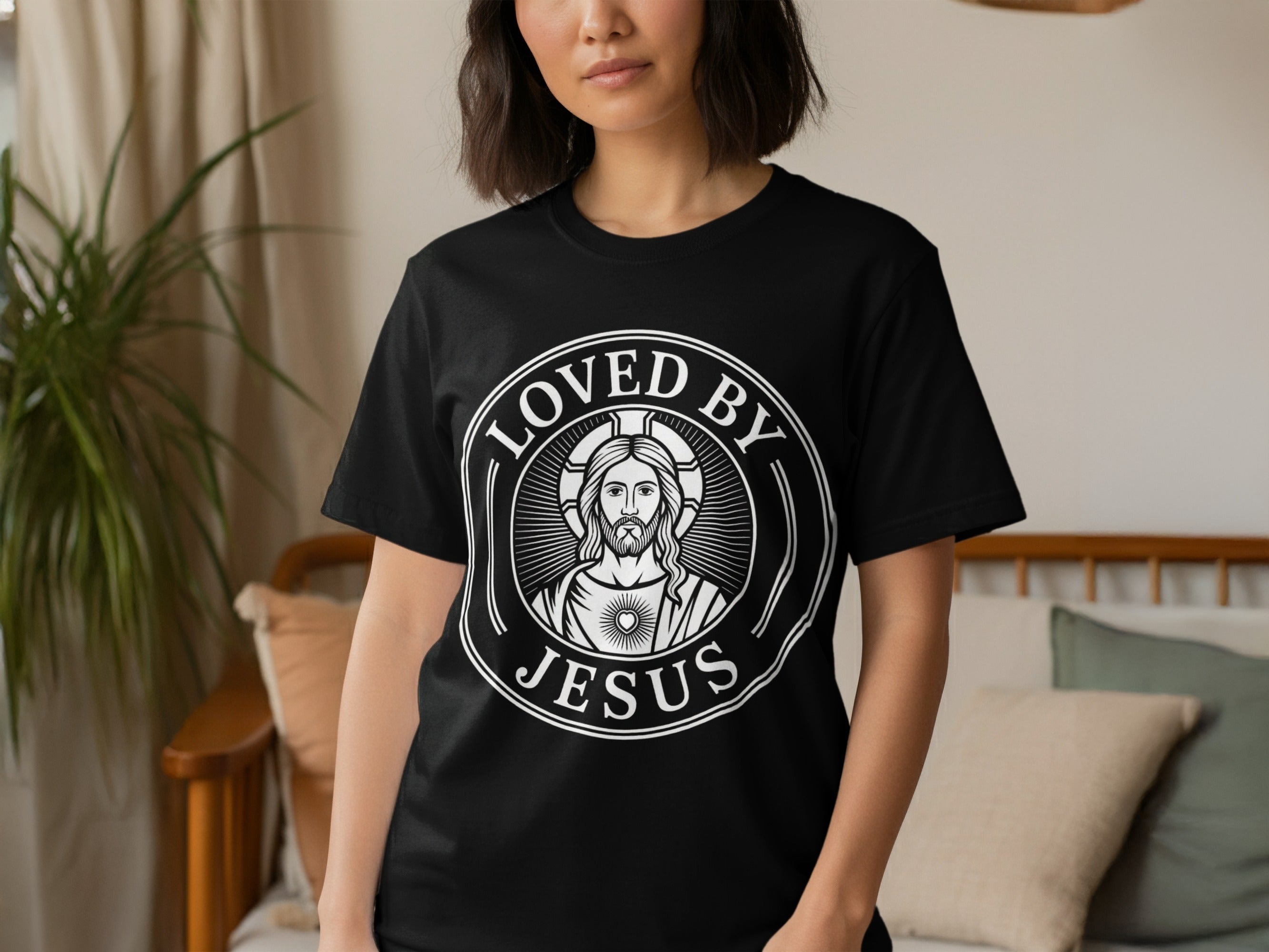 Loved By Jesus Graphic Round Neck T-Shirt