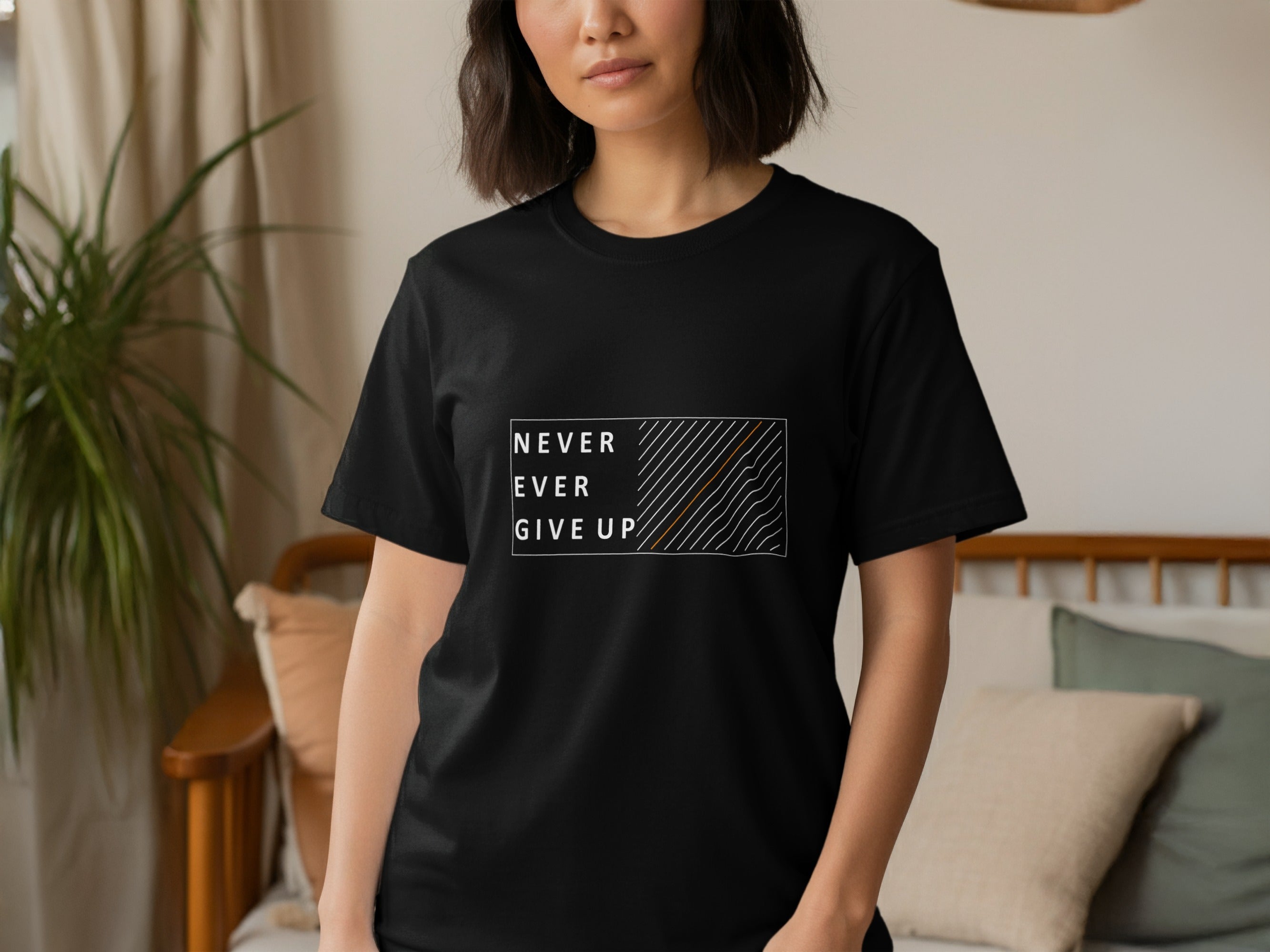 Never Ever Give Up Inspirational Graphic T-Shirt