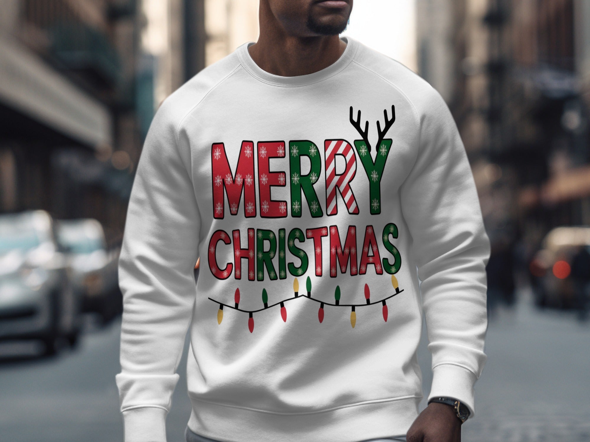 Festive Merry Christmas Lights Sweatshirt Product