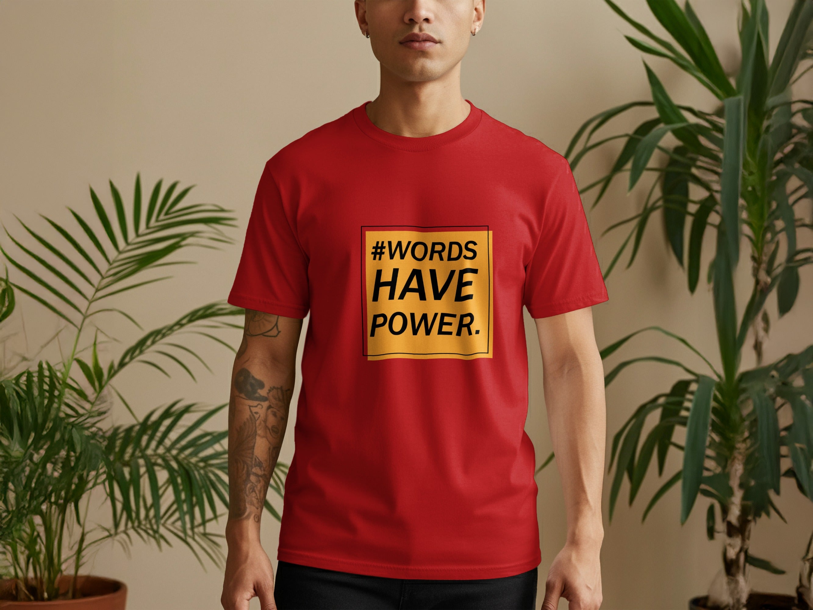 Inspiring Red Shirt with #Words Have Power Design