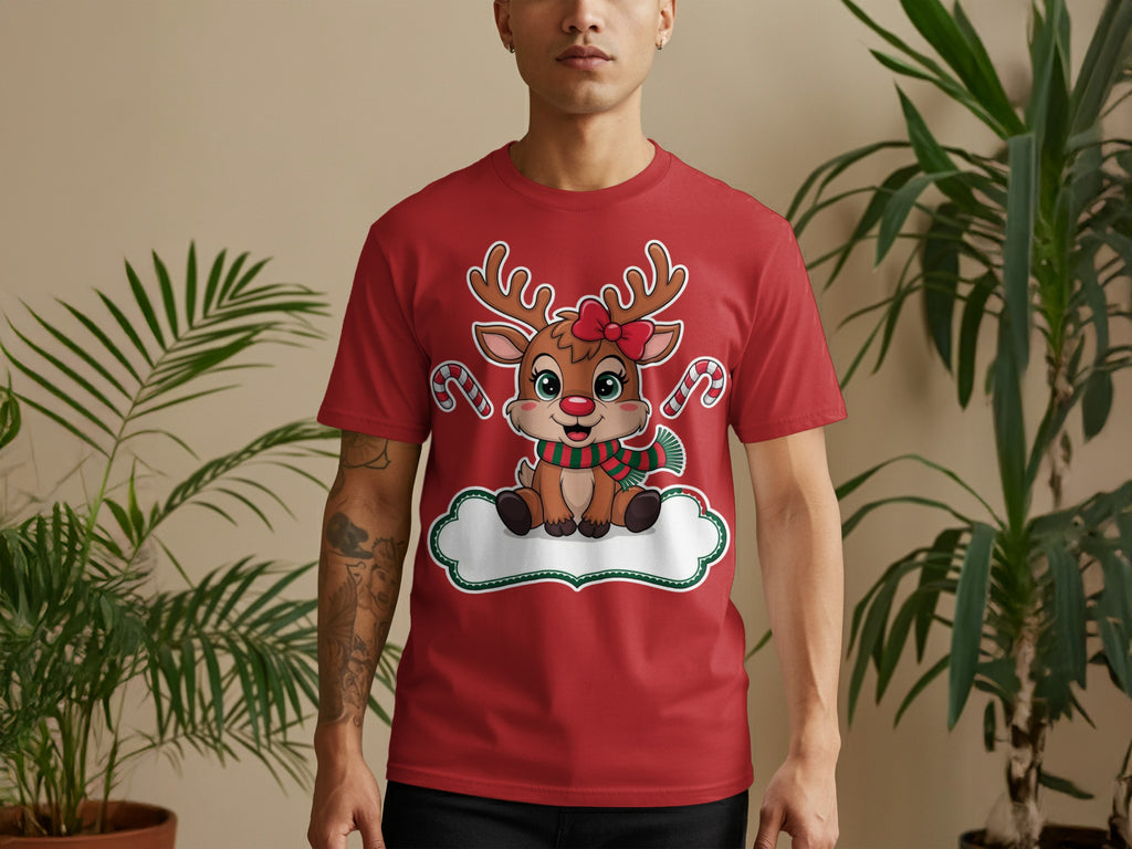 Merry Christmas Reindeer Candy Cane T-Shirt