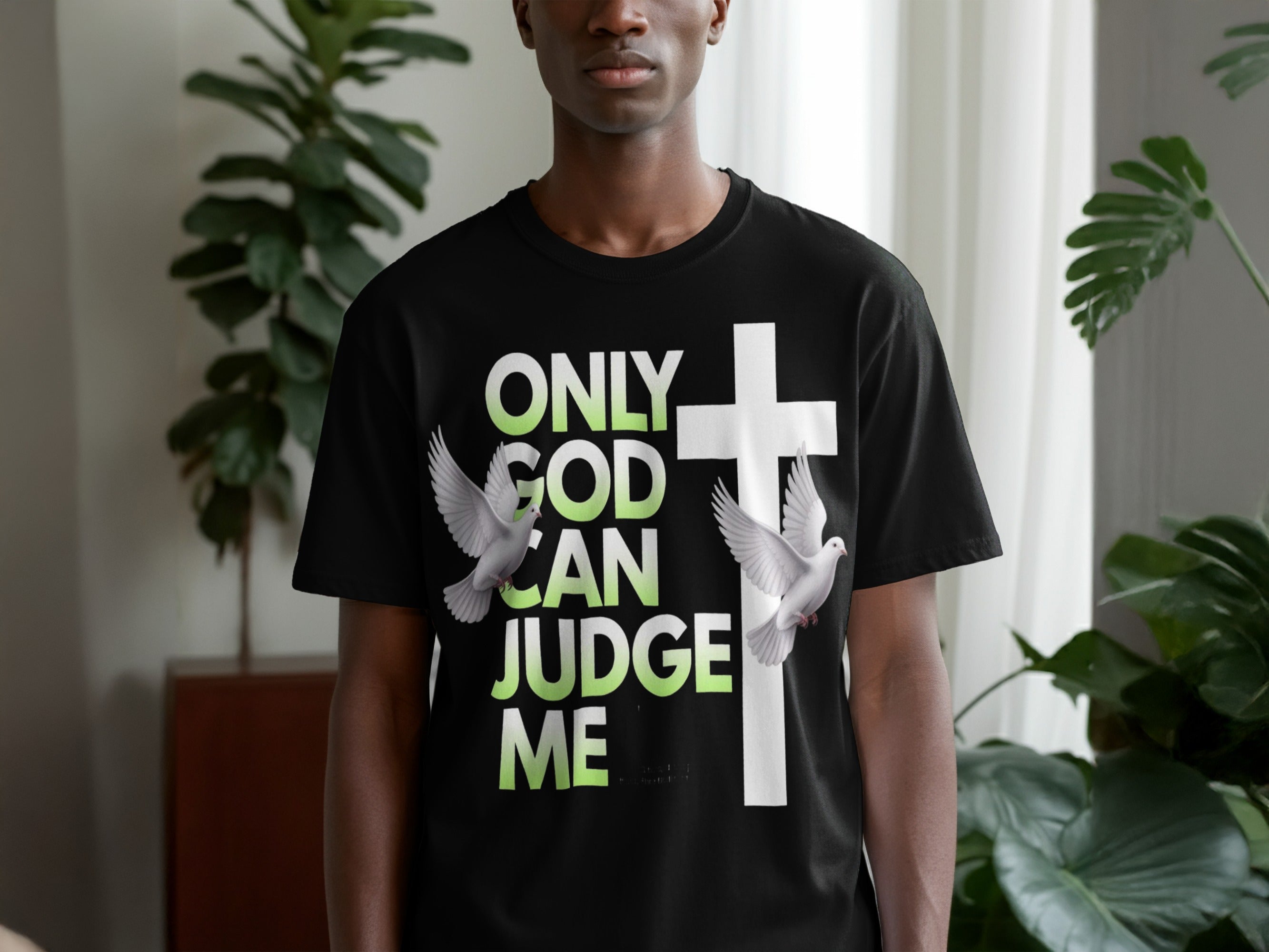 Only God Can Judge Me White Cross and Doves T-shirt