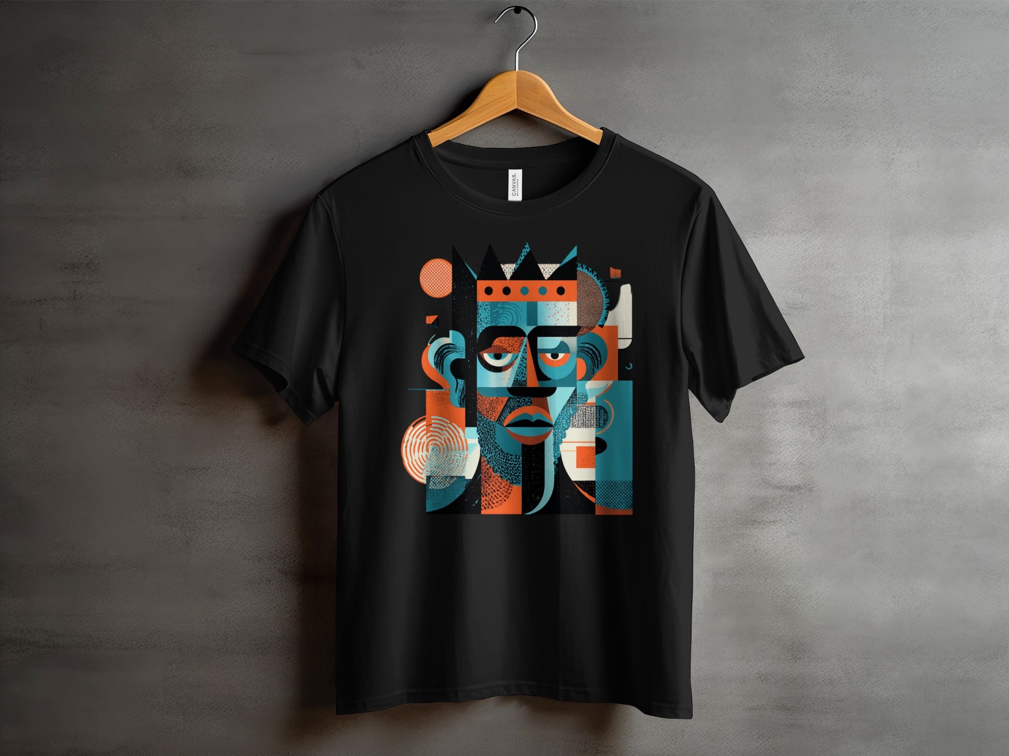 Abstract Geometric Face Design Graphic Tee