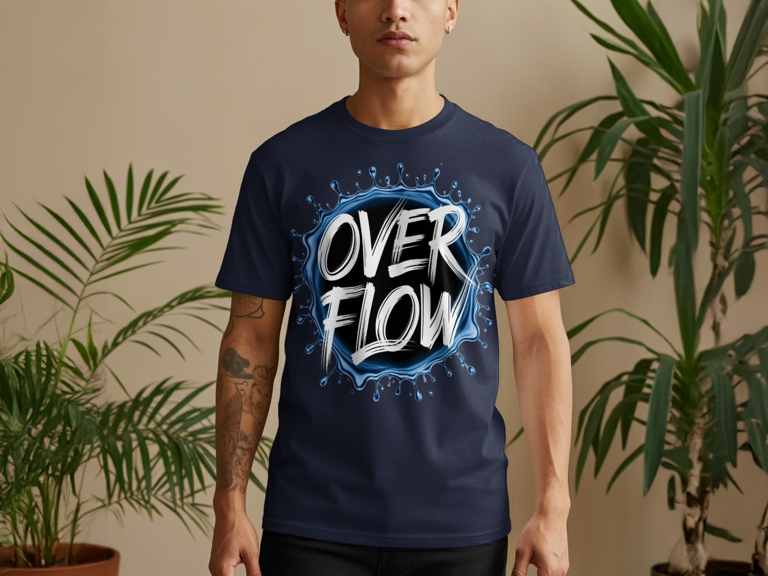 Overflow Graphic T-Shirt with Water Splash Design