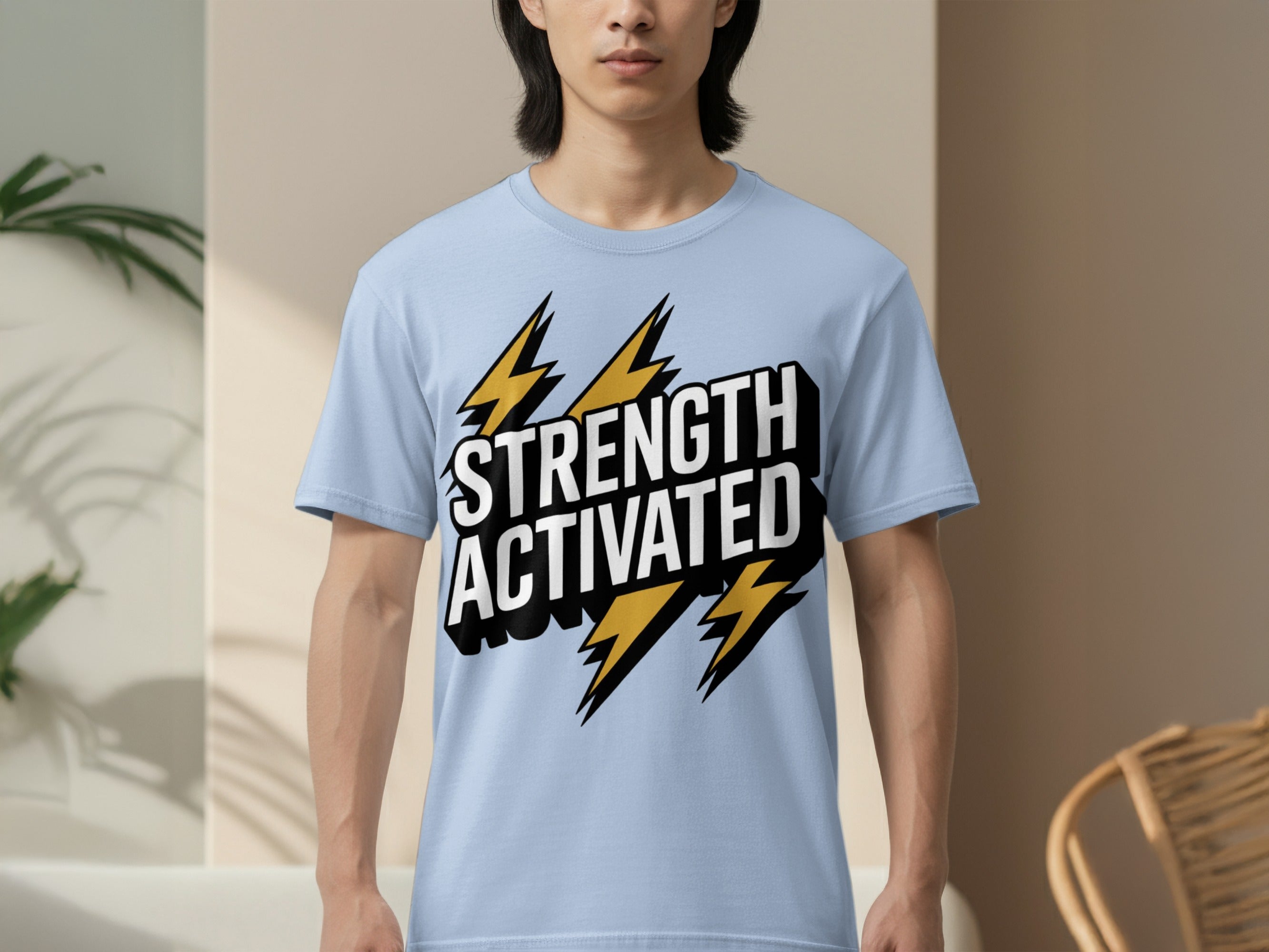 Strength Activated Lightning Bolt Print Shirt