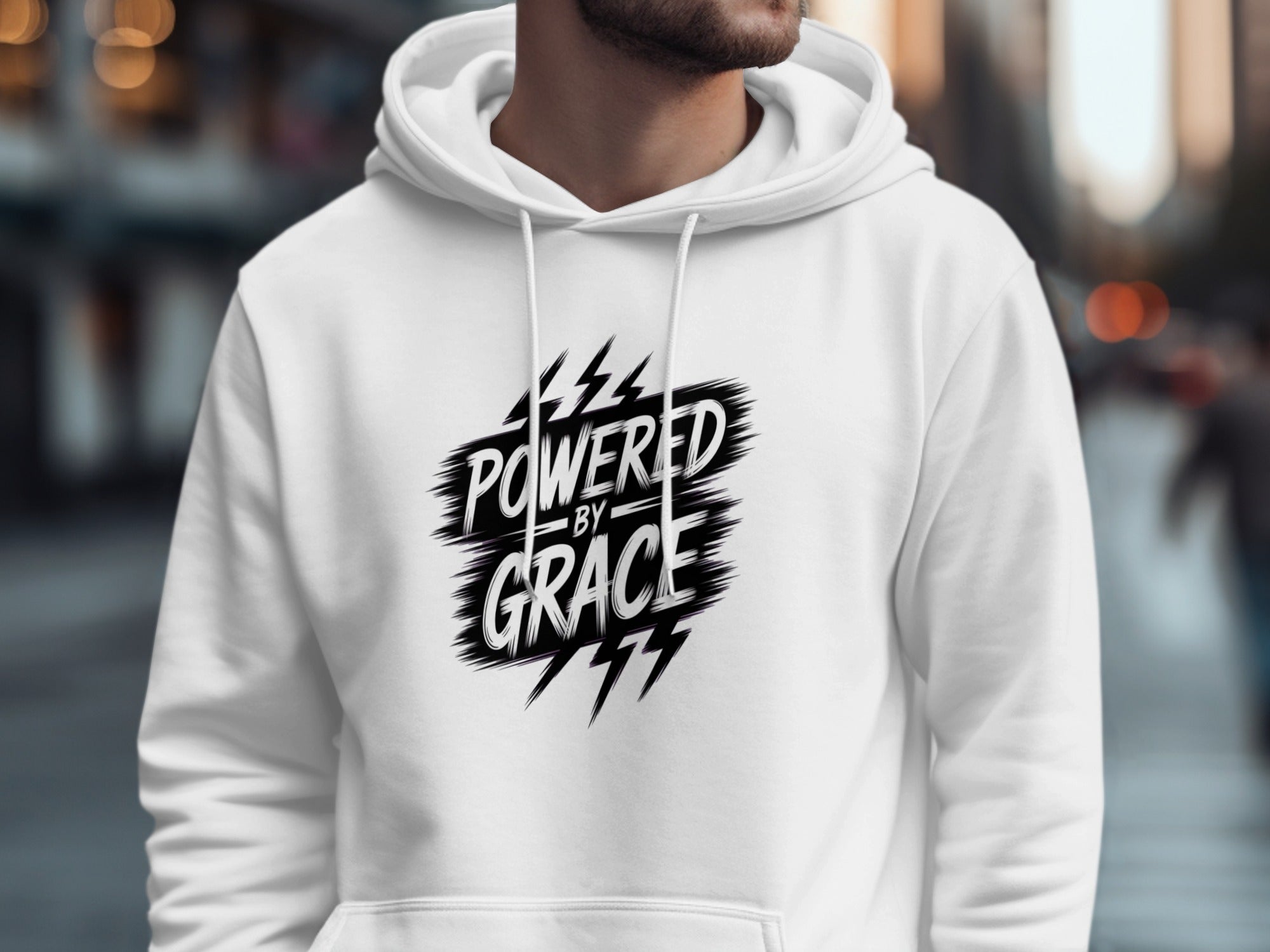 Powered by Grace graphic design hoodie