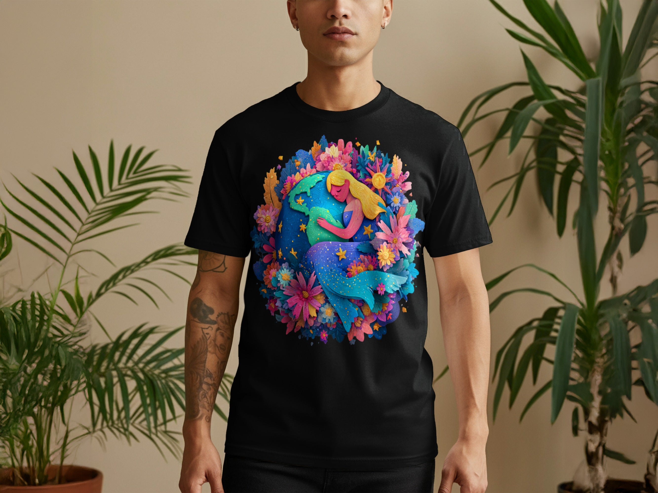 Dreamy Unicorn and Fairy in Flower Garden T-Shirt