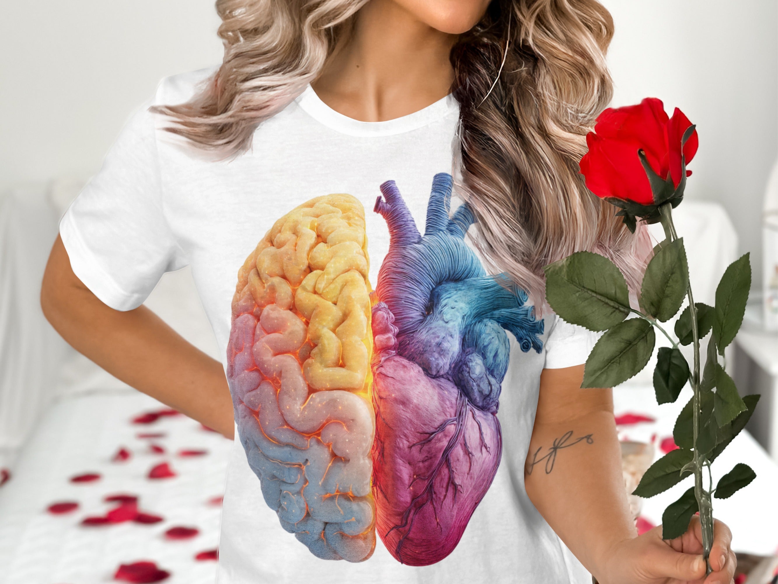 Vibrant Brain and Heart Graphic Unisex T-Shirt