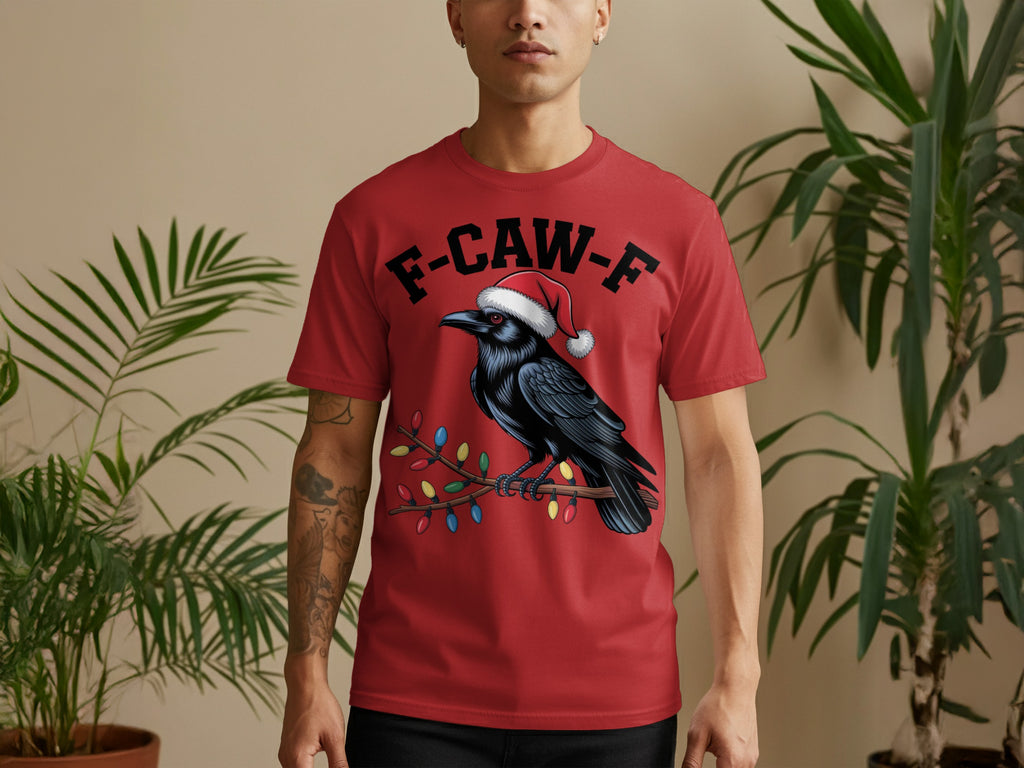 F-CAW-F Crow Christmas Lights Design T-shirt