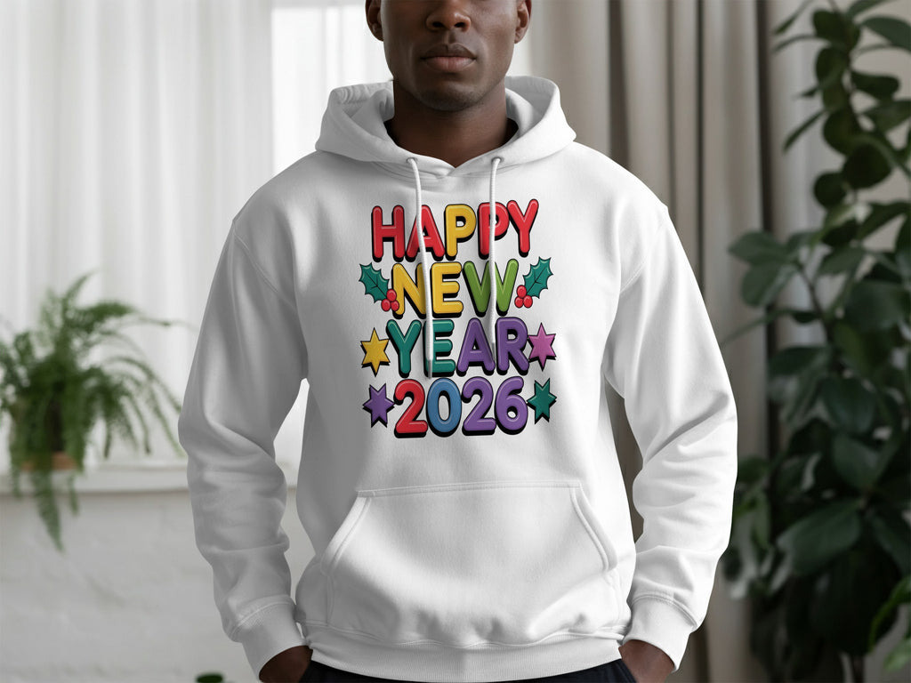 Happy New Year 2026 Colorful Festive Hoodie