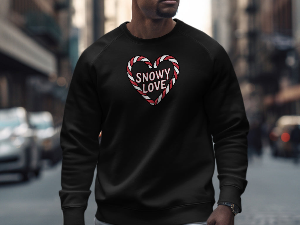 Snowy Love Candy Cane Heart Sweatshirt