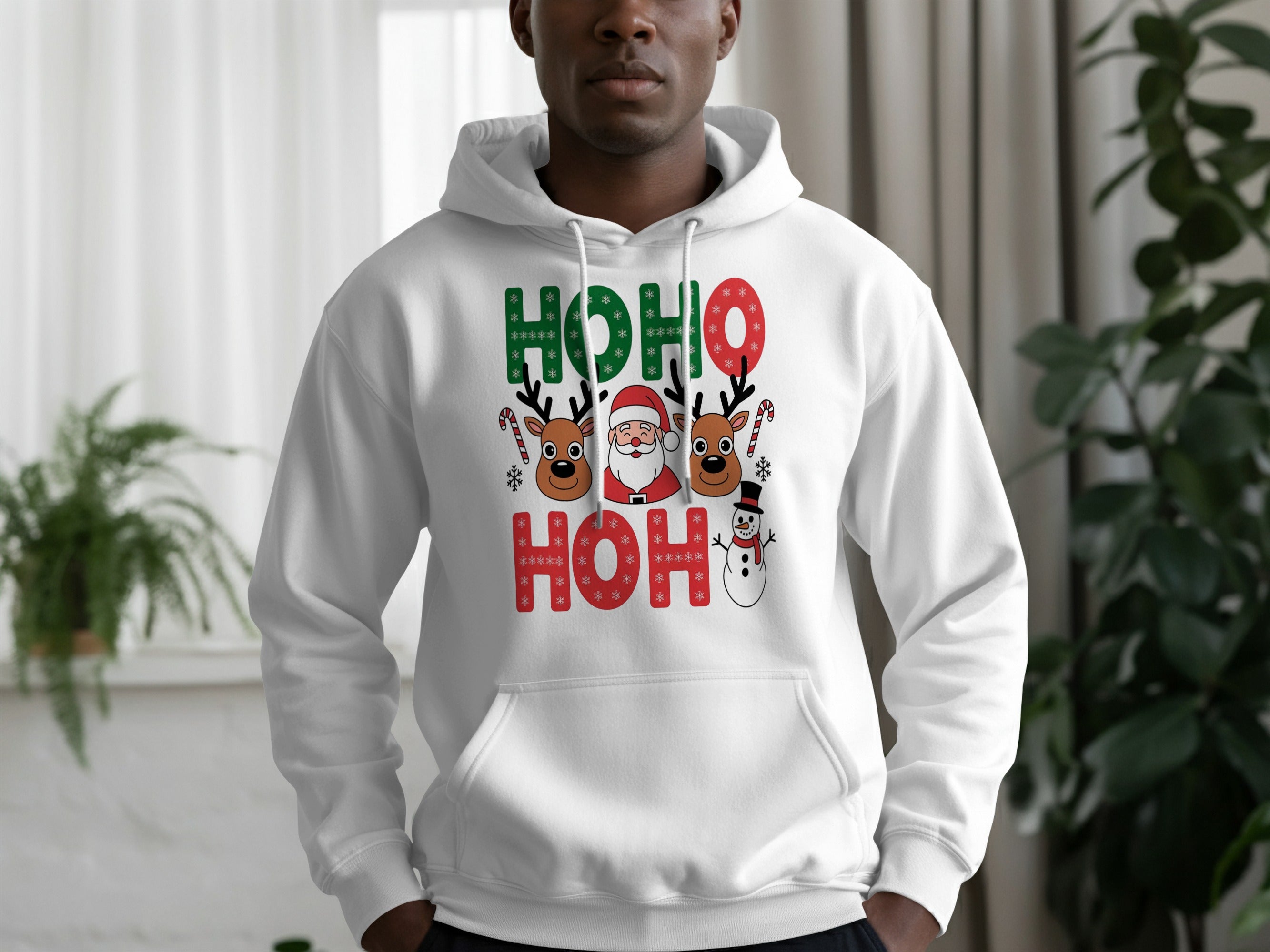 Festive Ho Ho Ho Reindeer and Santa Hoodie product