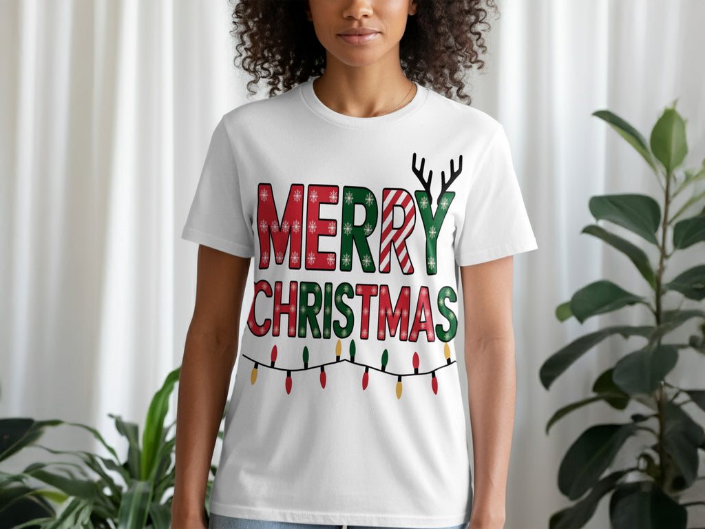 Festive Merry Christmas Lights Graphic T-shirt