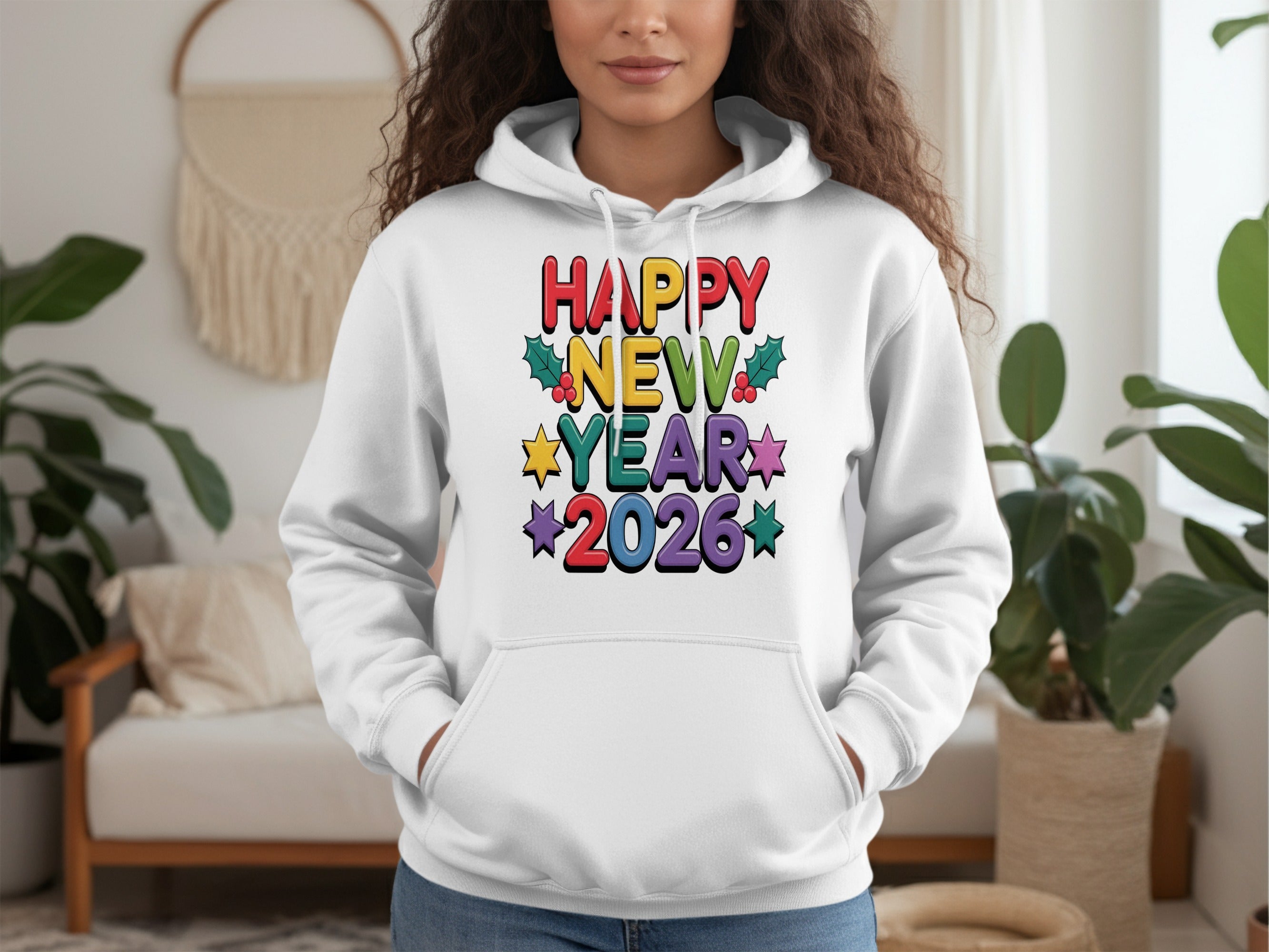 Colorful Happy New Year 2026 Hoodie for Celebrations