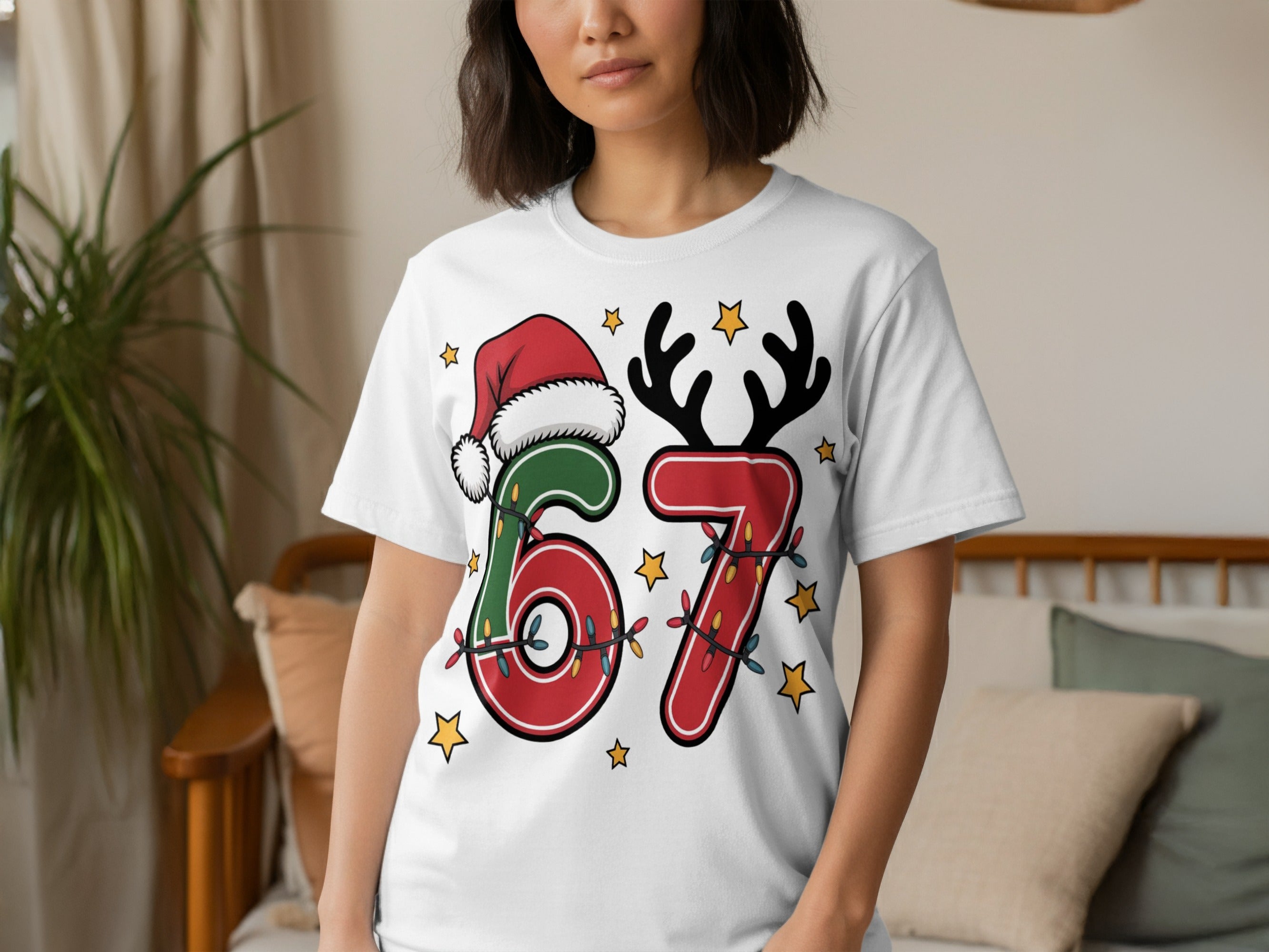Christmas 67 Reindeer Antlers and Santa Hat T-shirt product