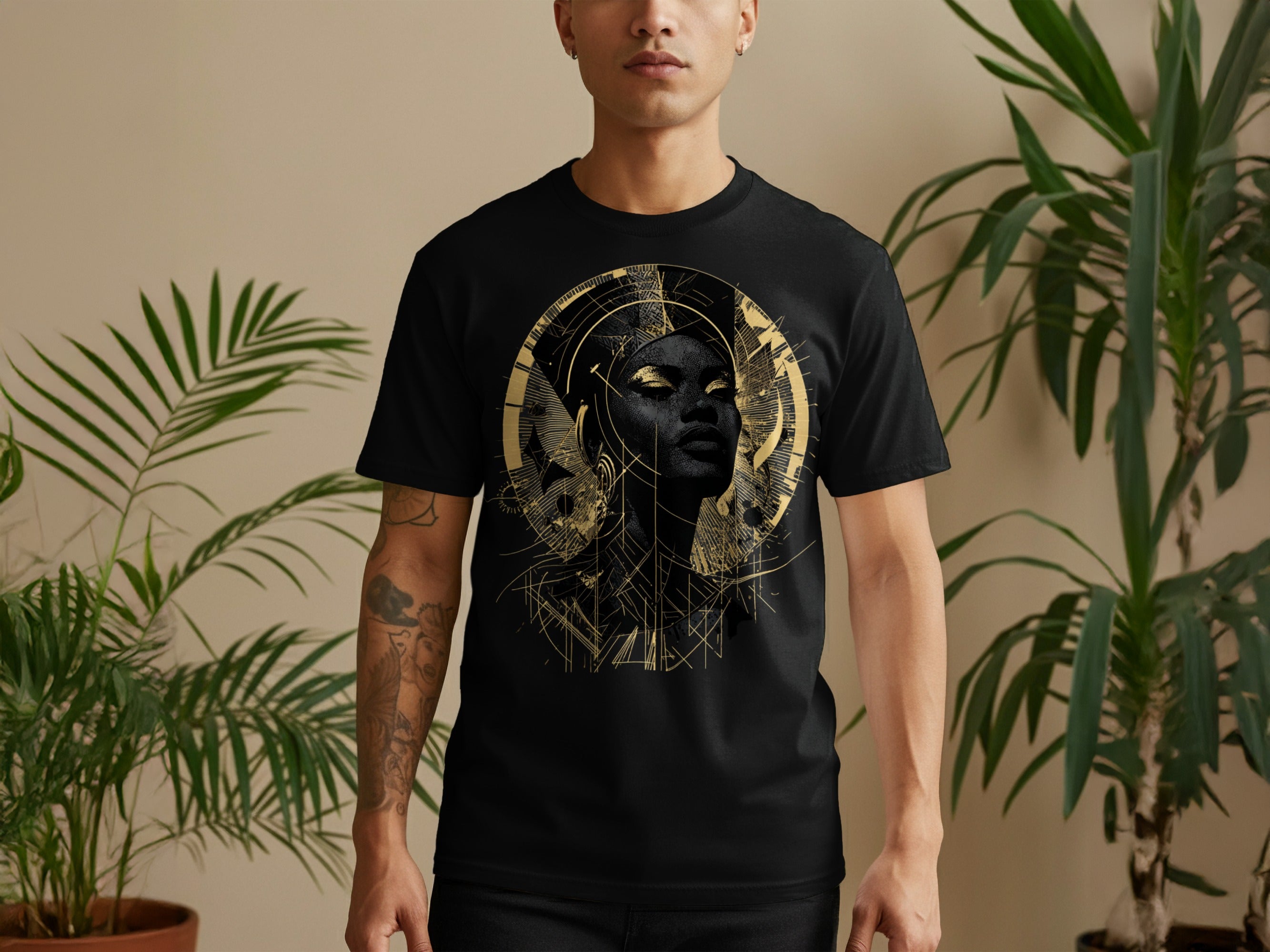 Abstract Gold and Black Art Print T-Shirt