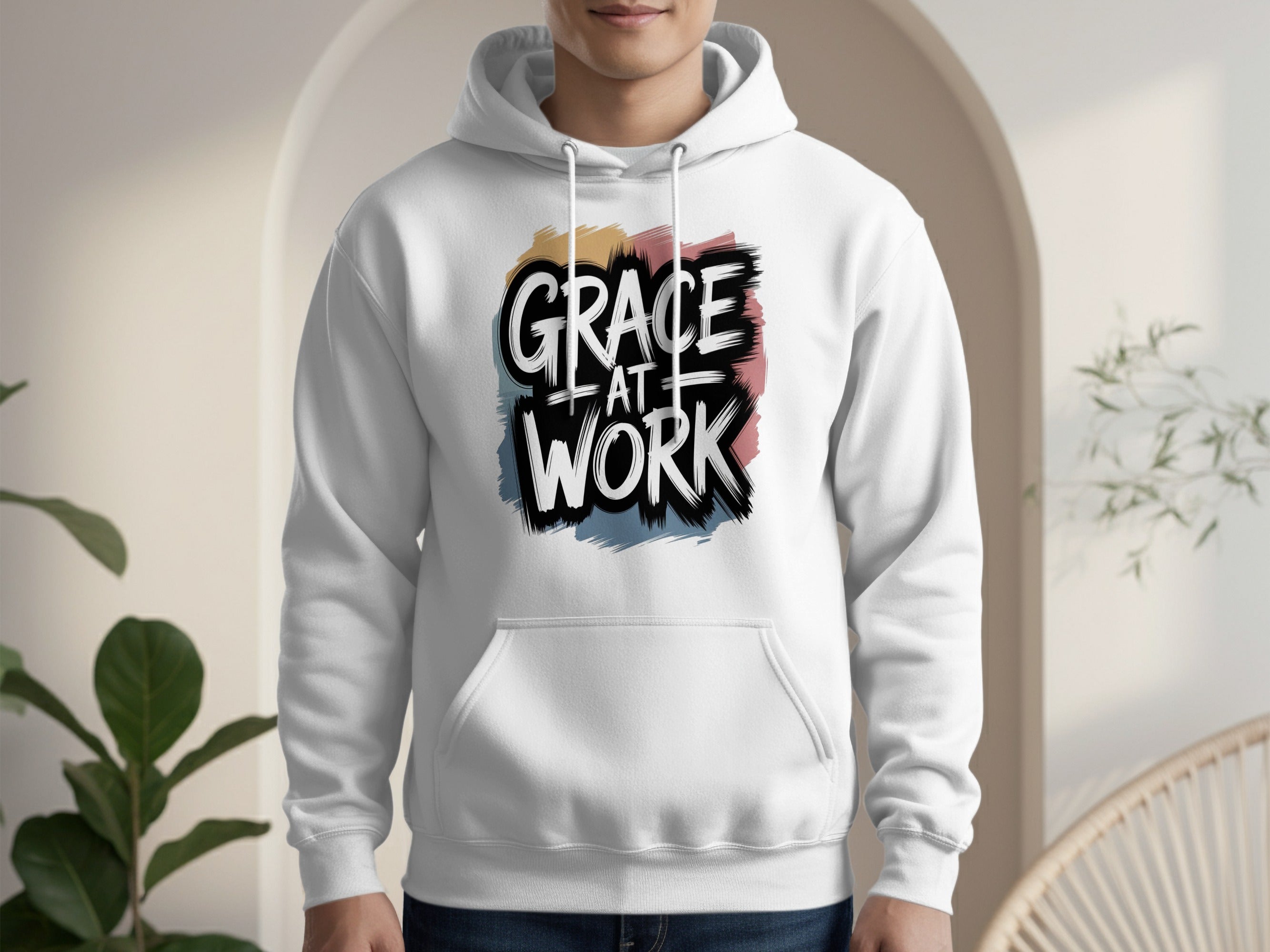 Grace At Work Hoodie with Bold Artistic Design