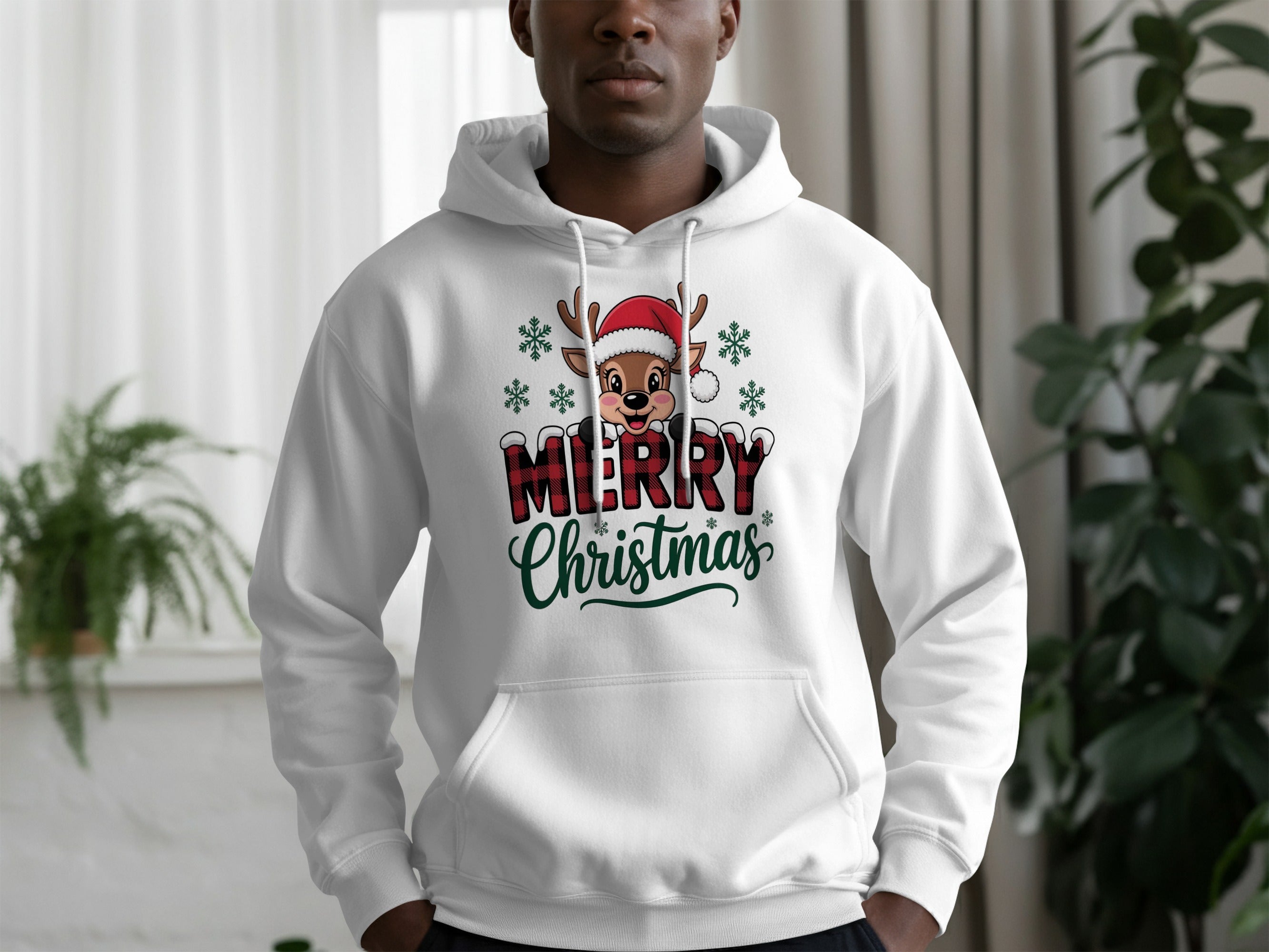 Merry Christmas Reindeer Design Hoodie