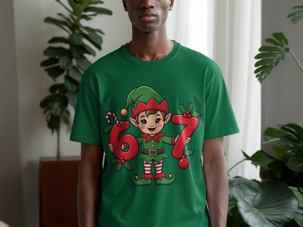 Festive Elf and Number 67 Christmas Themed Shirt