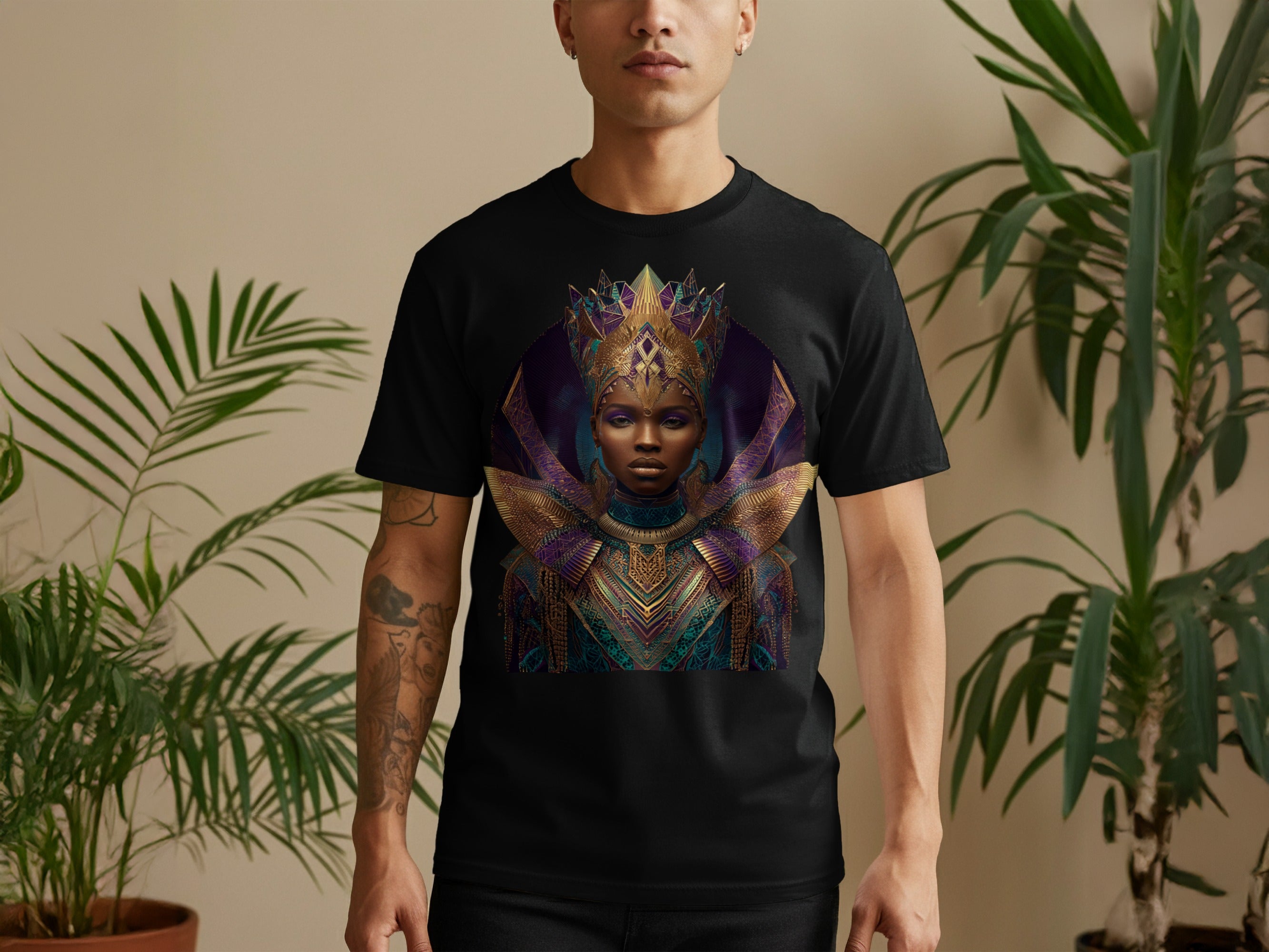 Vibrant Royalty Art Printed T-shirt with Bold Design