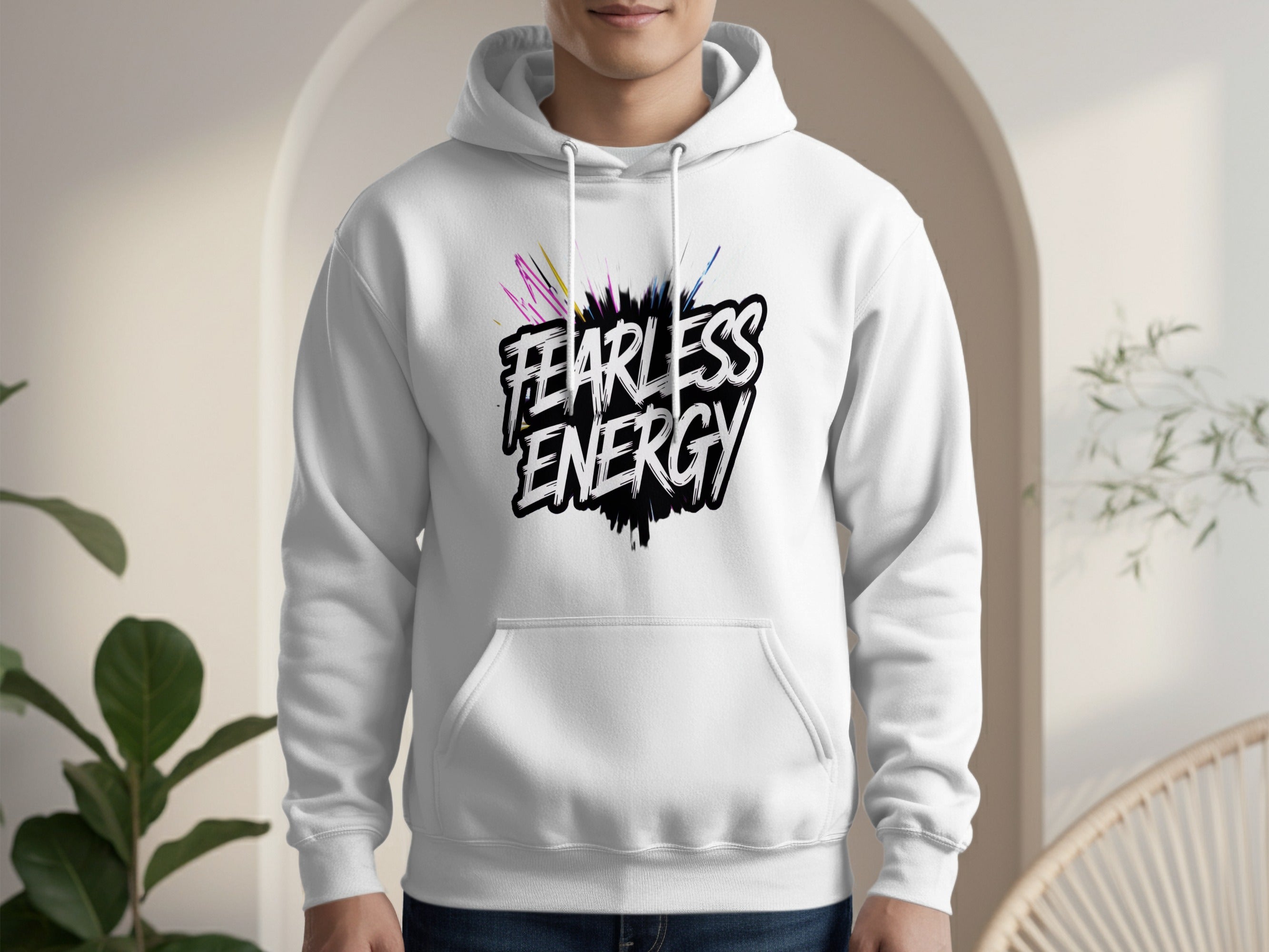 Fearless Energy Hoodie with Vibrant Abstract Design