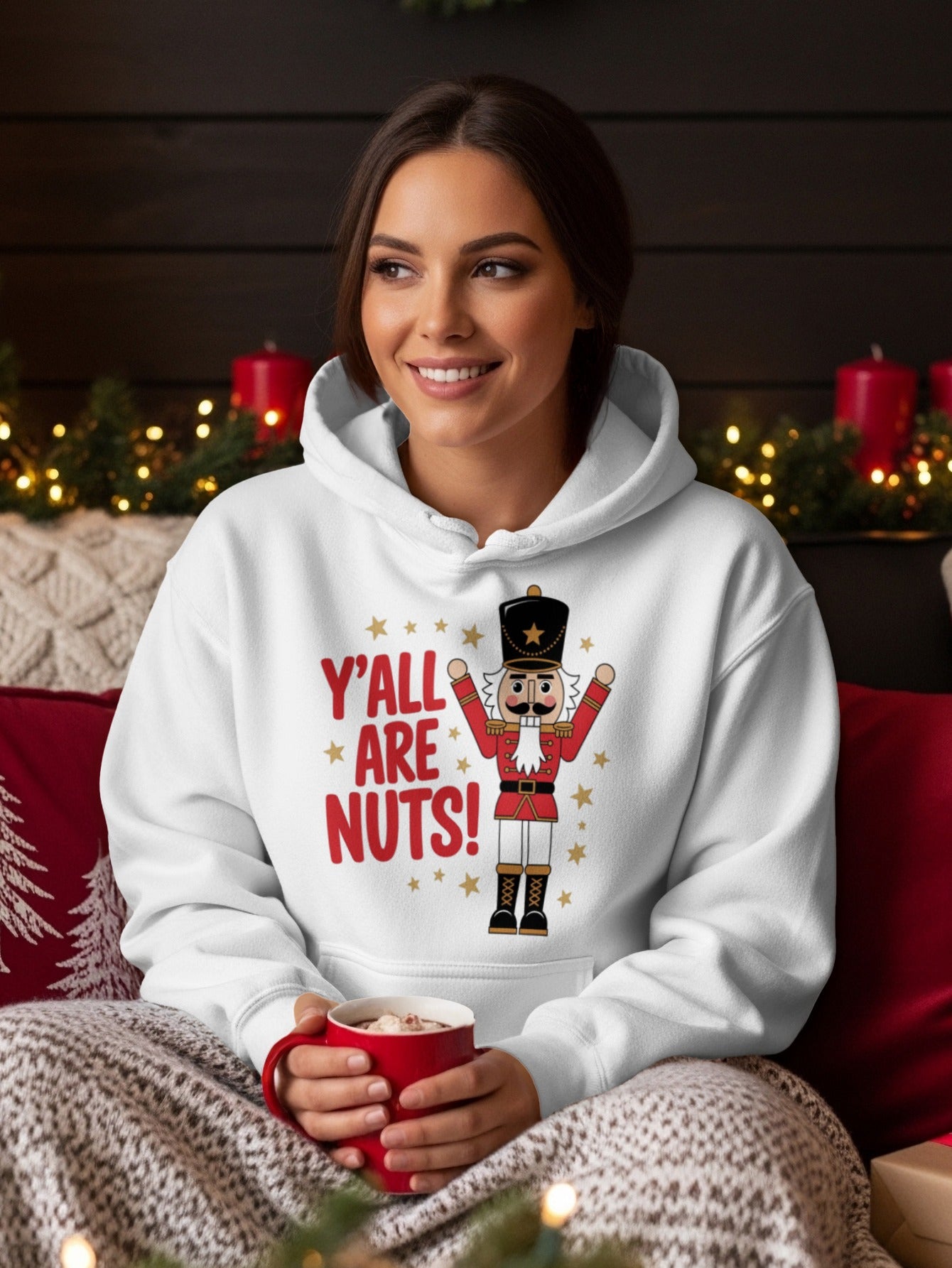 Y'all Are Nuts Christmas Hoodie with Nutcracker Design
