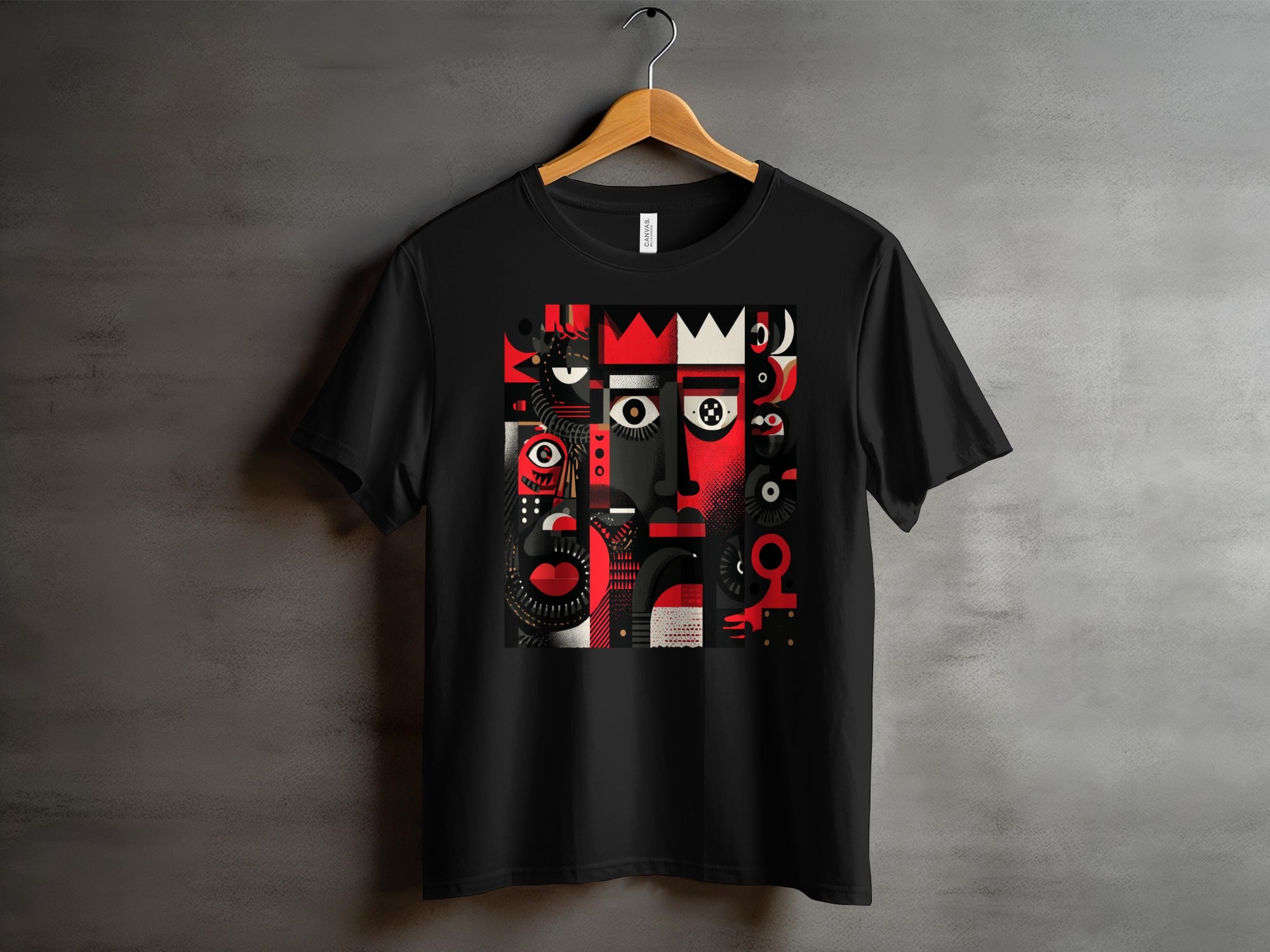 Abstract Face Art Black Graphic T-Shirt