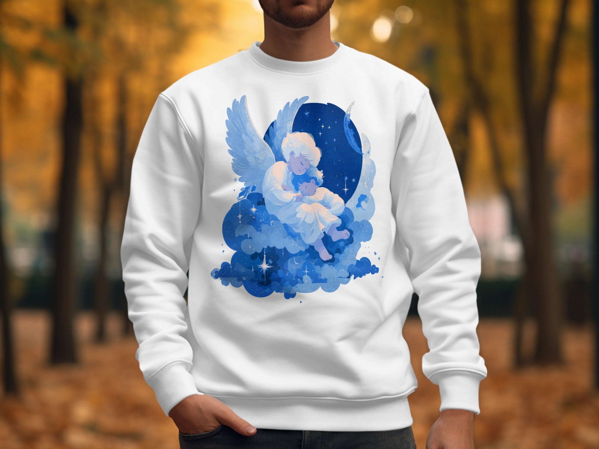 Angelic Celestial Scene with Blue Clouds Sweatshirt