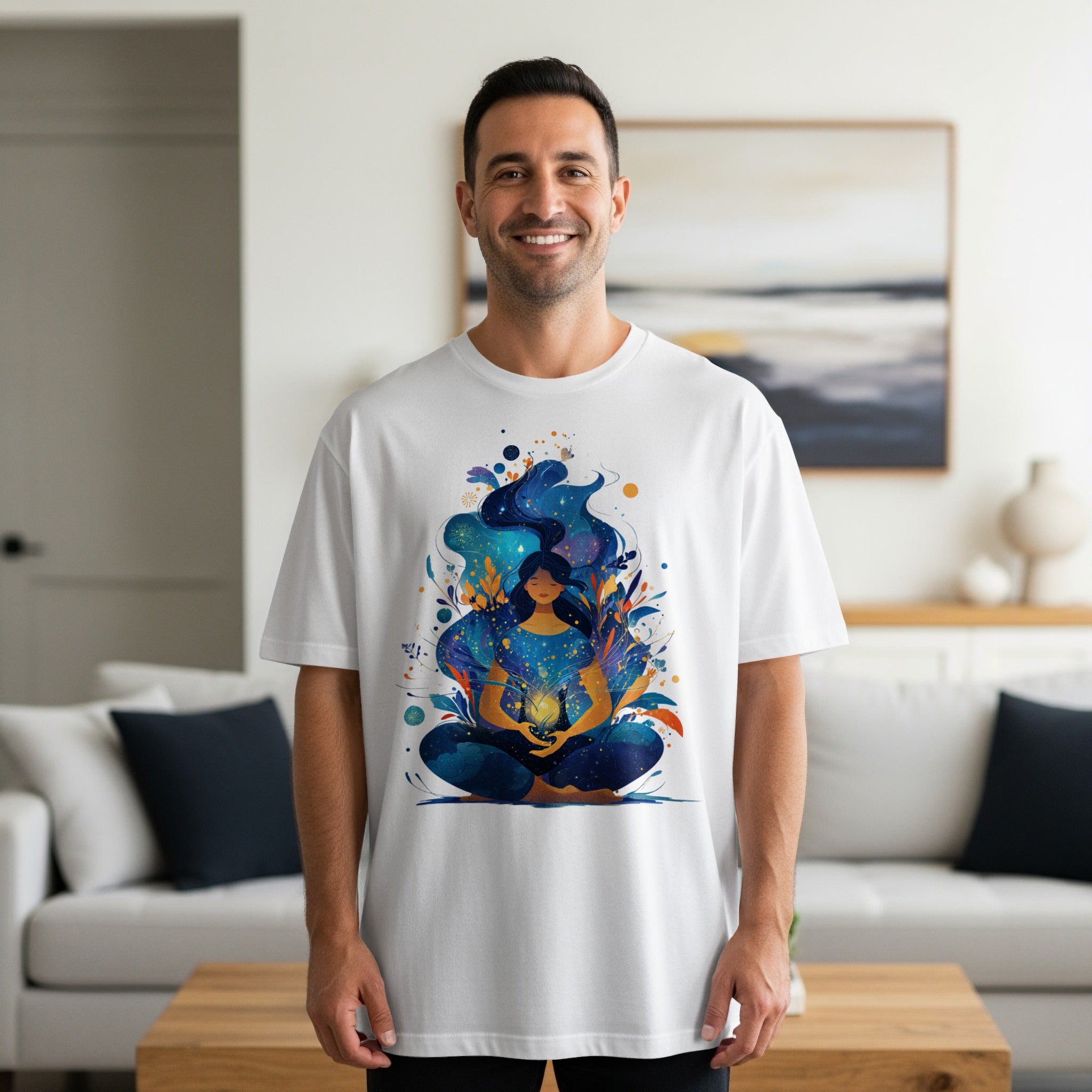 Vibrant Artistic Meditation T-shirt for Unique Style