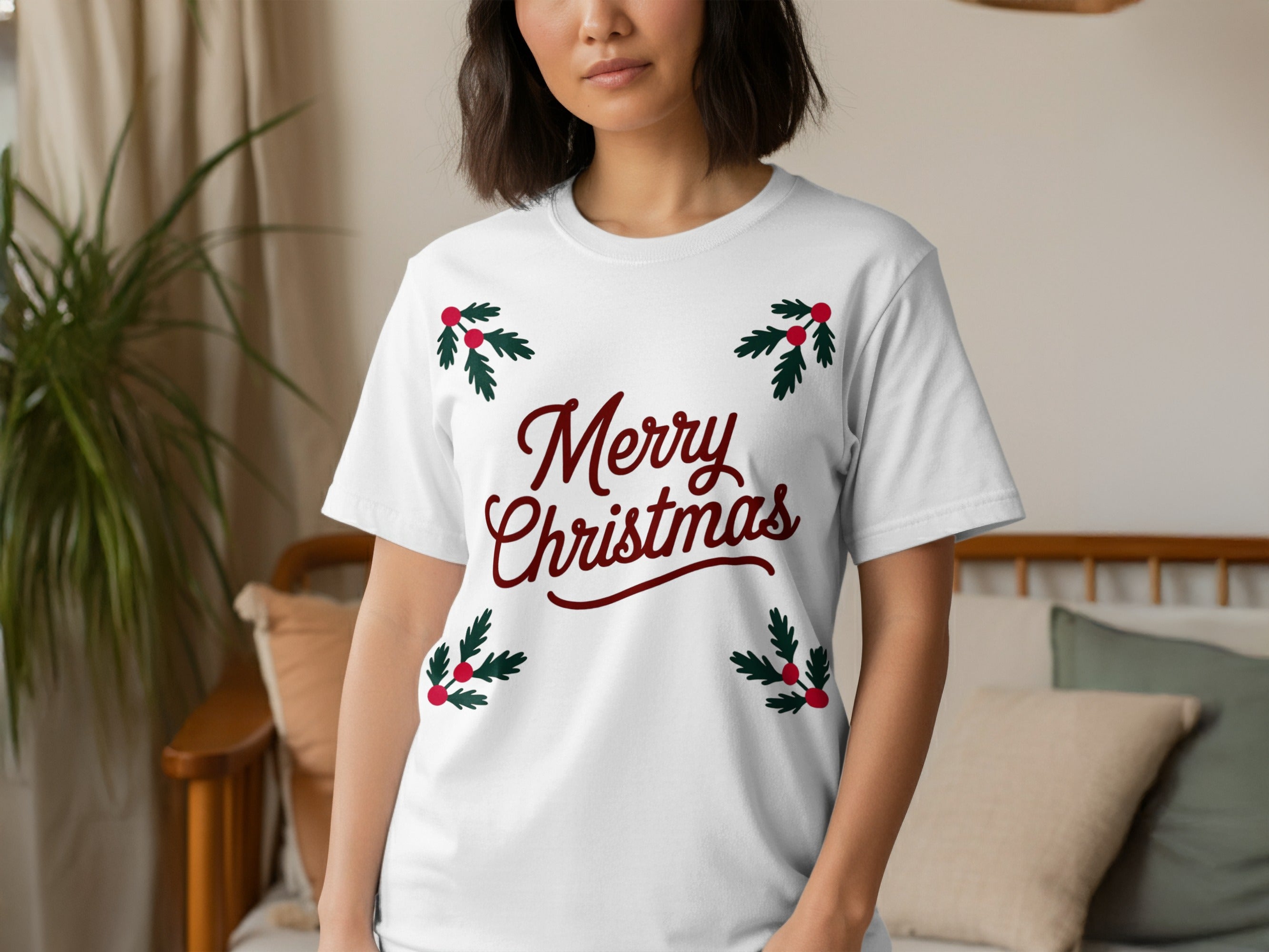 Festive Merry Christmas T-Shirt with Holiday Design