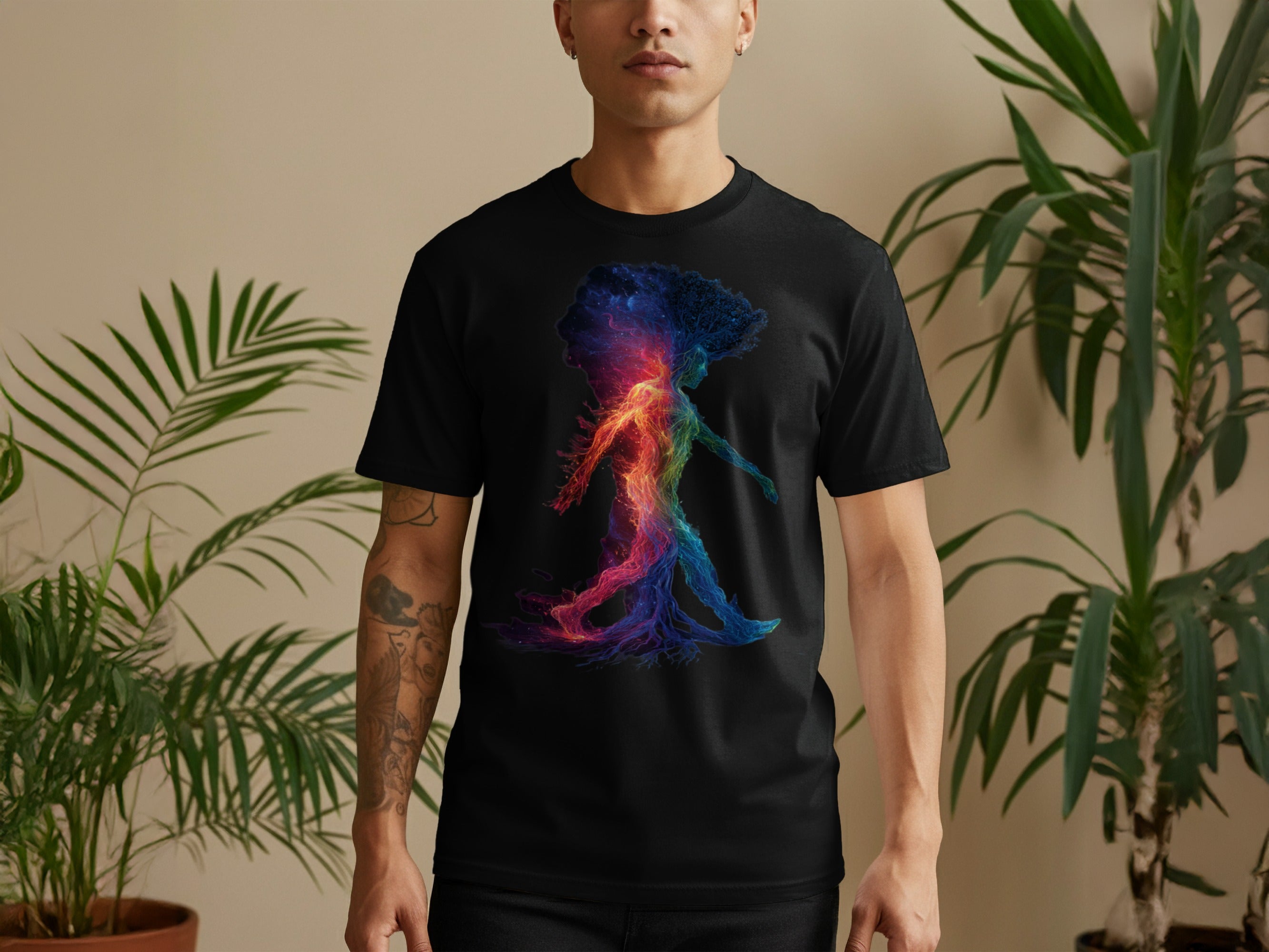 Vibrant Artistic Tree Silhouette Design T-shirt