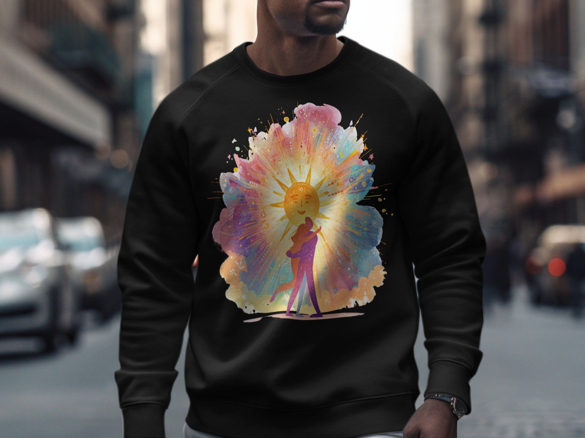 Colorful Celestial Embrace Graphic Sweatshirt product