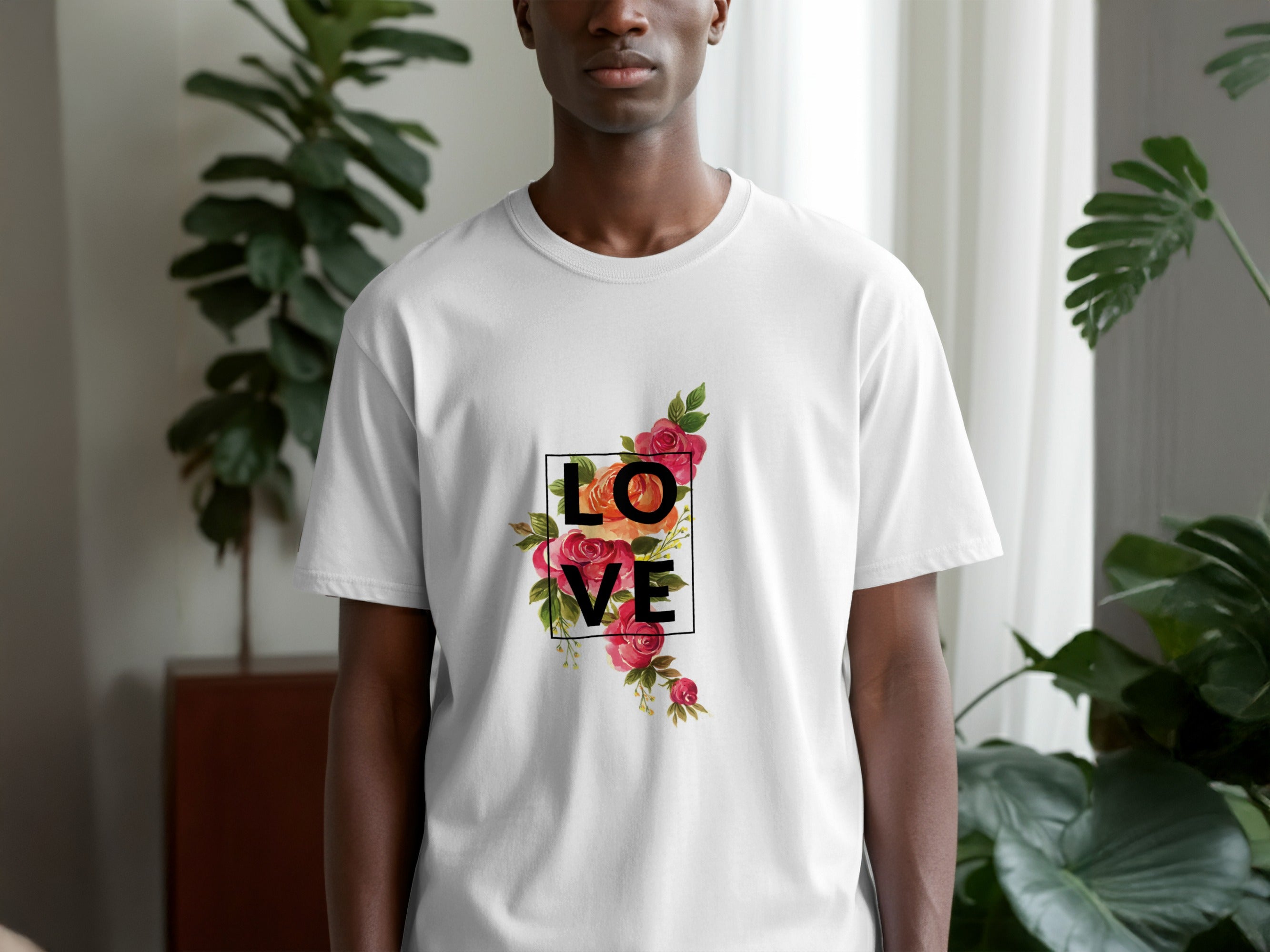 Bold Floral Love Design T-shirt for Casual Wear