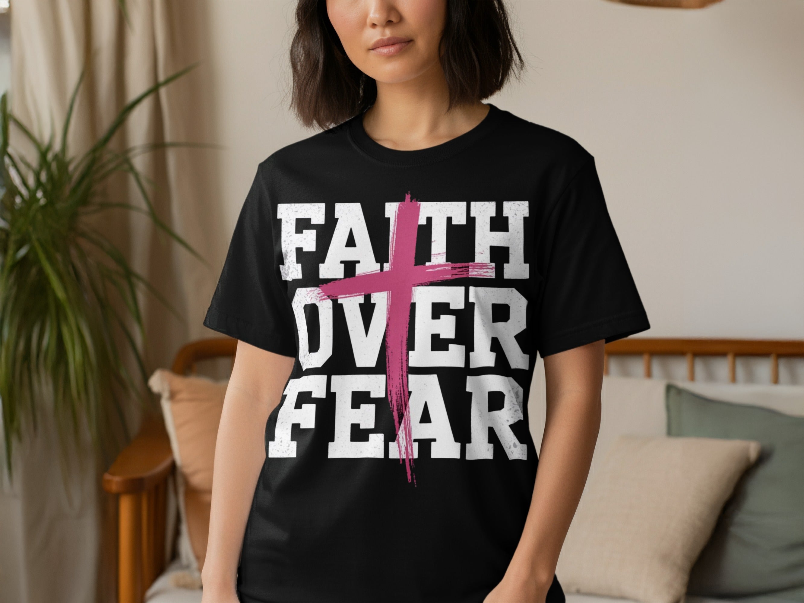 Faith Over Fear Motivational Graphic Tee
