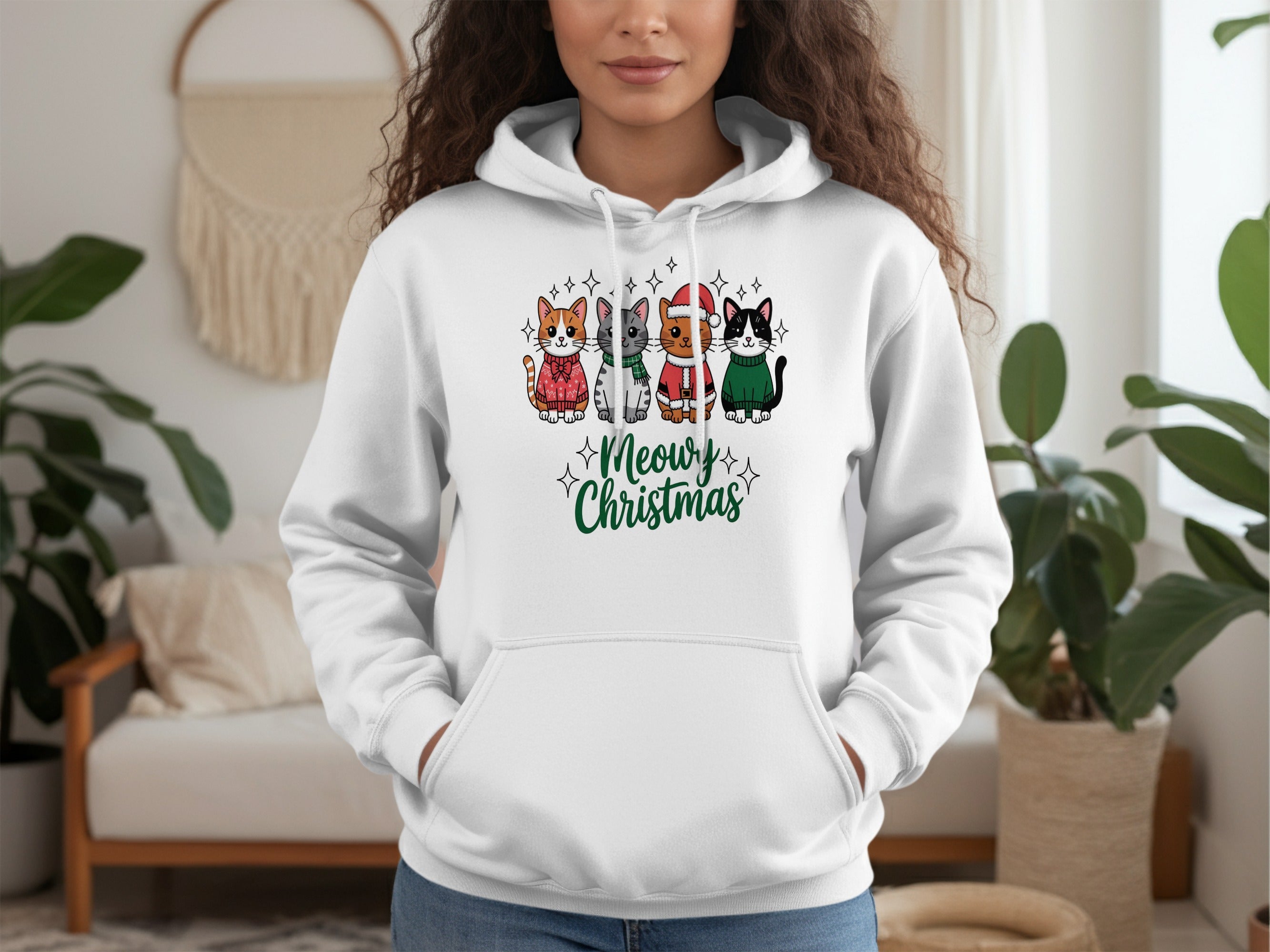 Meowy Christmas Festive Cats Holiday Hoodie