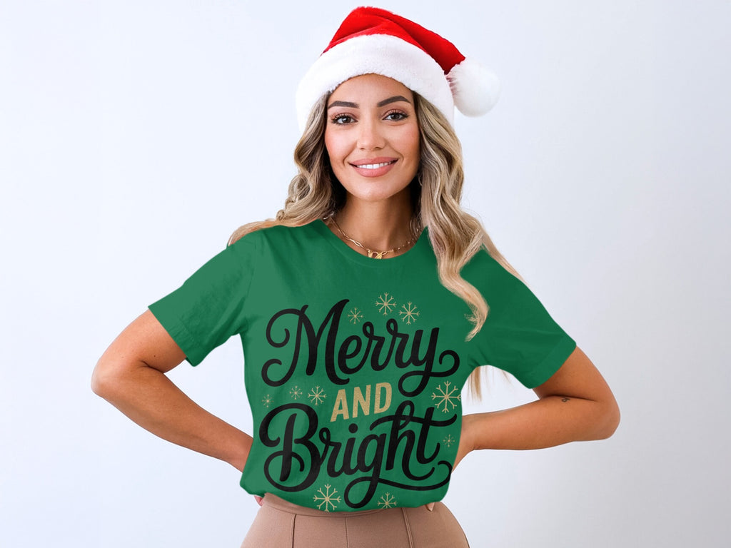 Merry And Bright Green Christmas T-Shirt Product