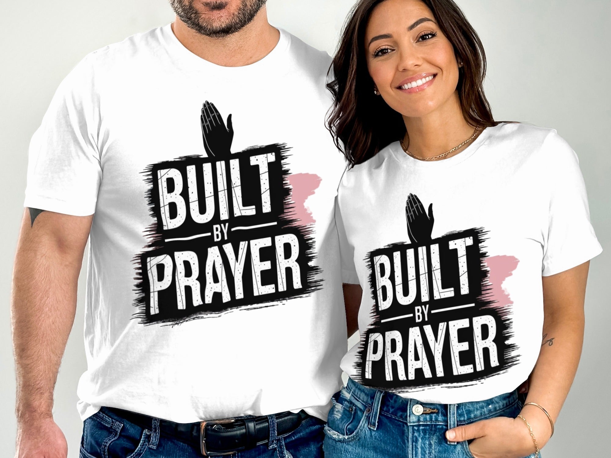 Built By Prayer Graphic Tee with Motivational Print