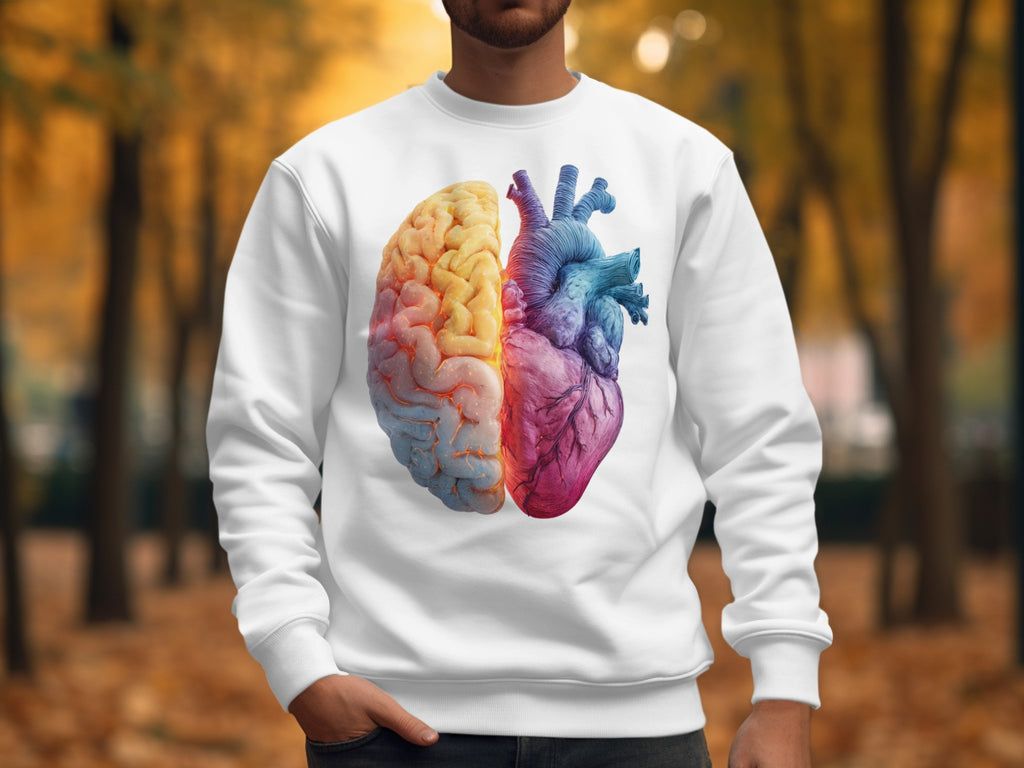 Unique Brain and Heart Design Crewneck Sweatshirt