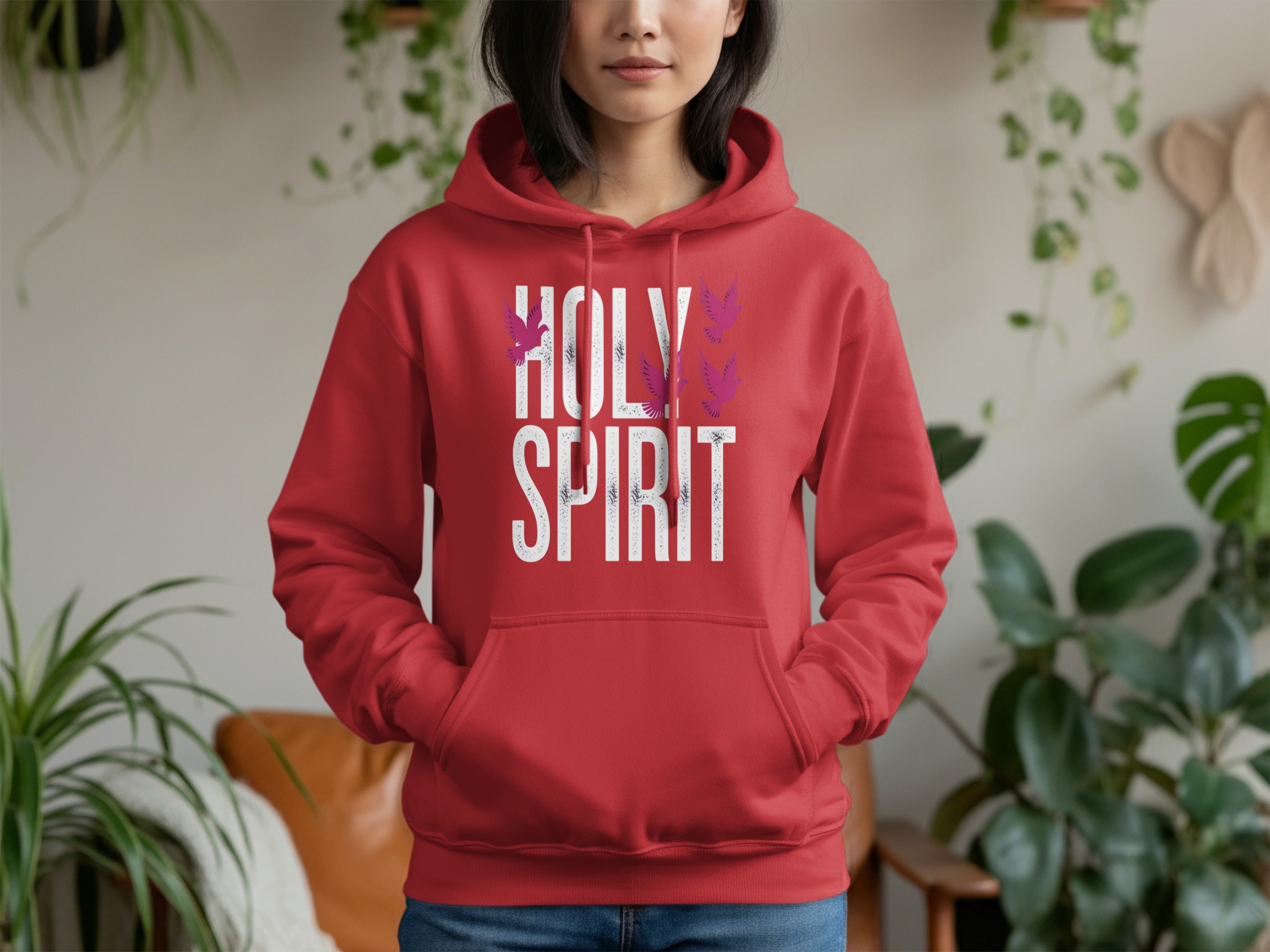 Holy Spirit Red Hoodie with Unique Graphic Design